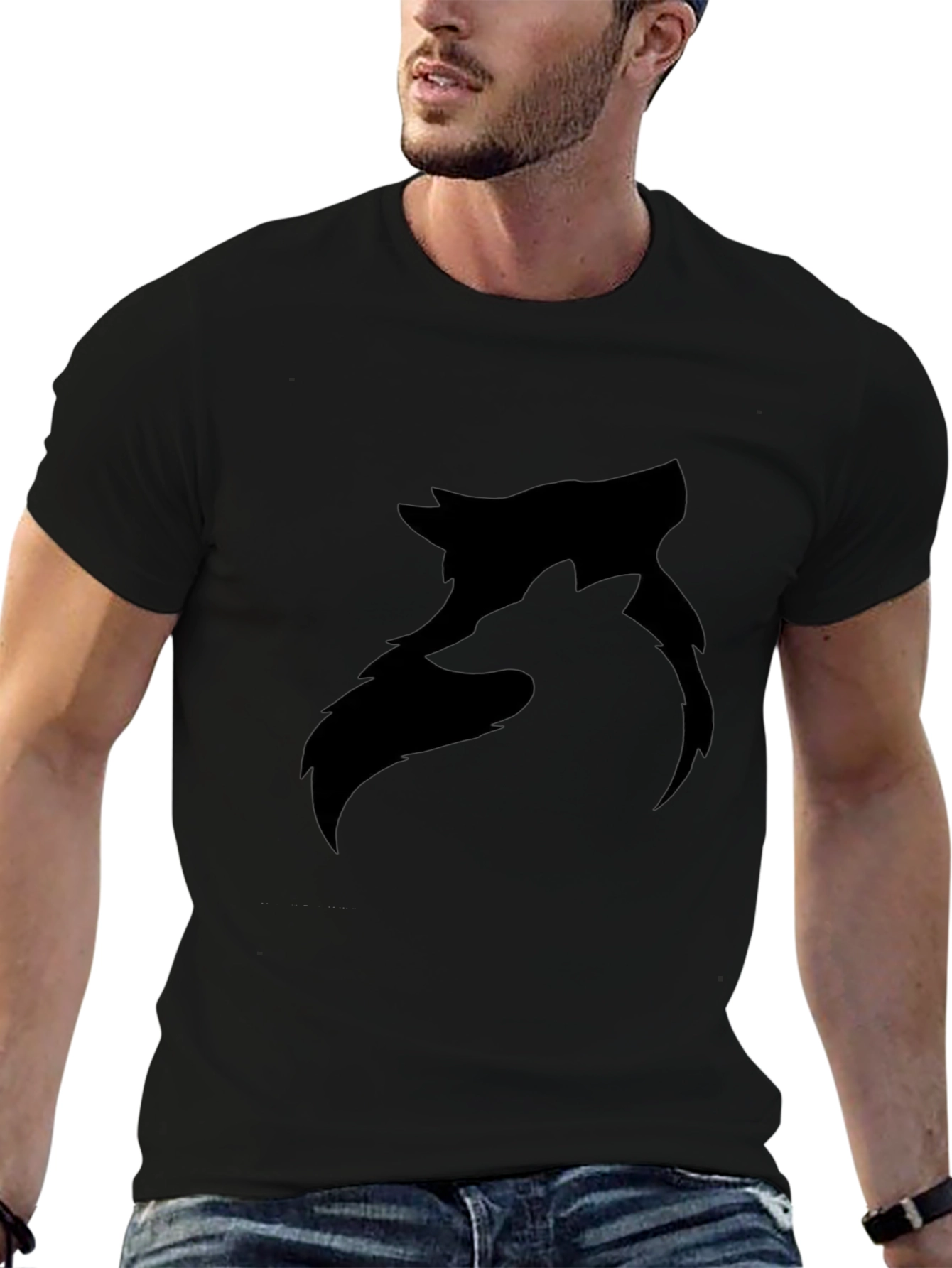 Black Black Wolf Graphic Tee - Modern Style view 6
