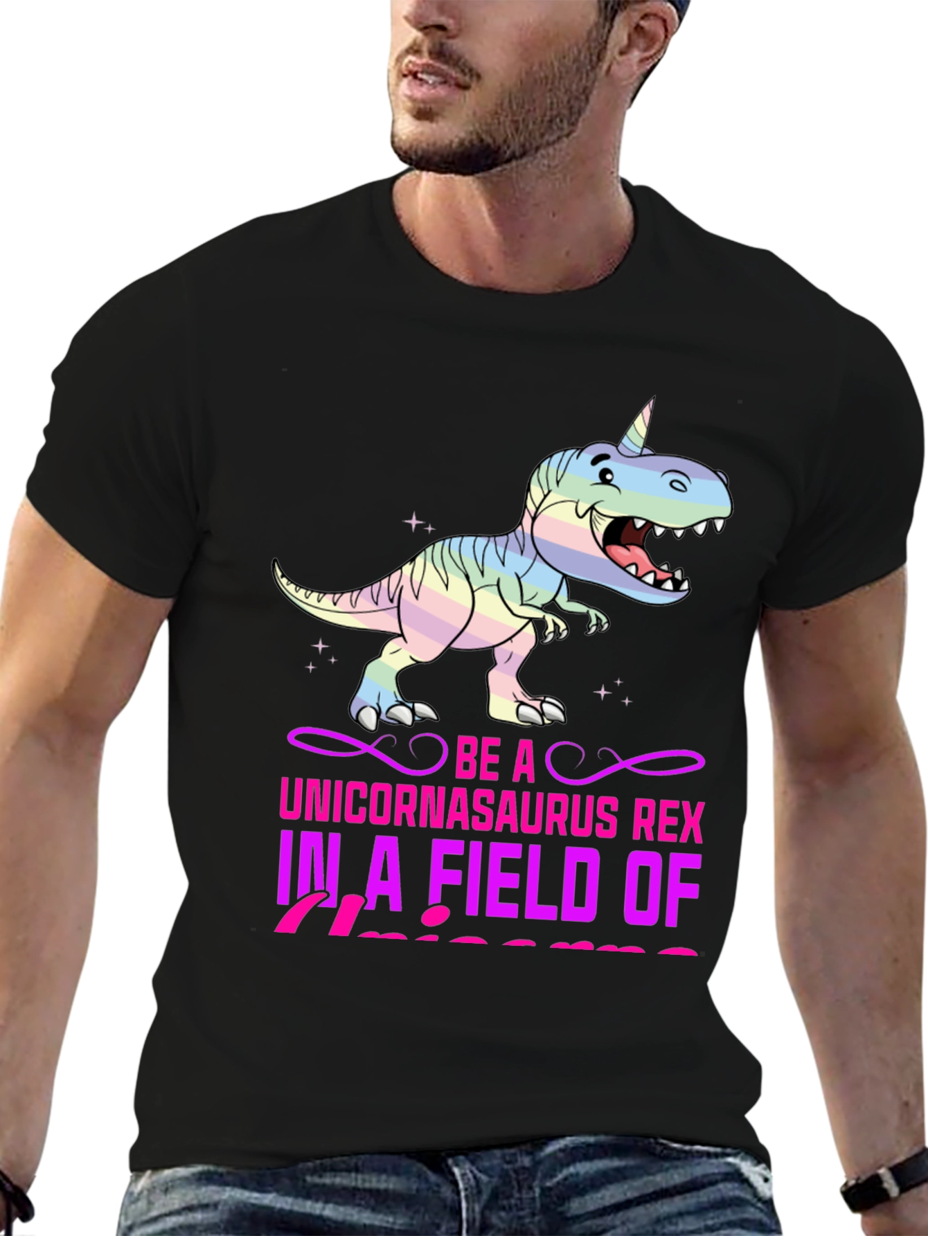 Black Unicornasaurus Rex Graphic Tee view 6