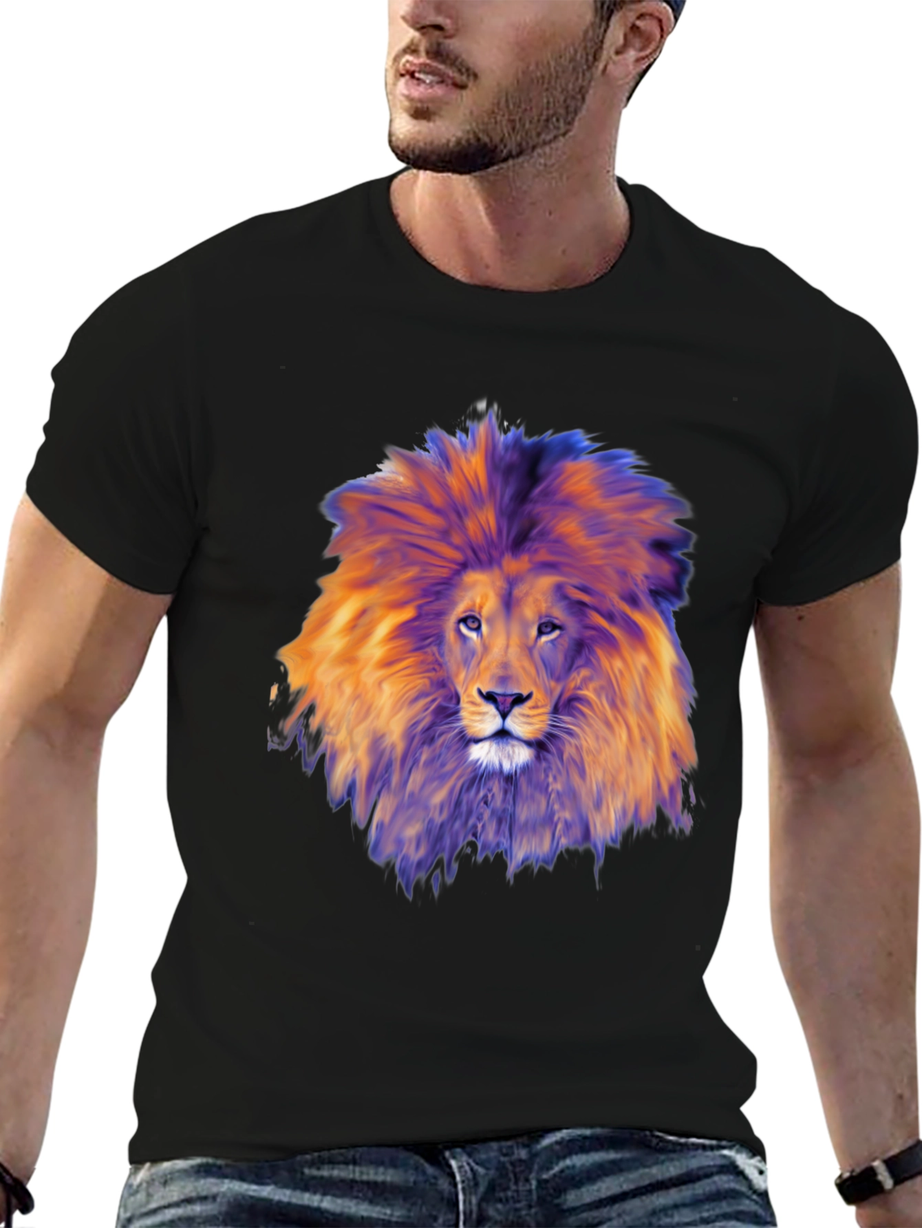 Black Lion Graphic Black T-Shirt view 6