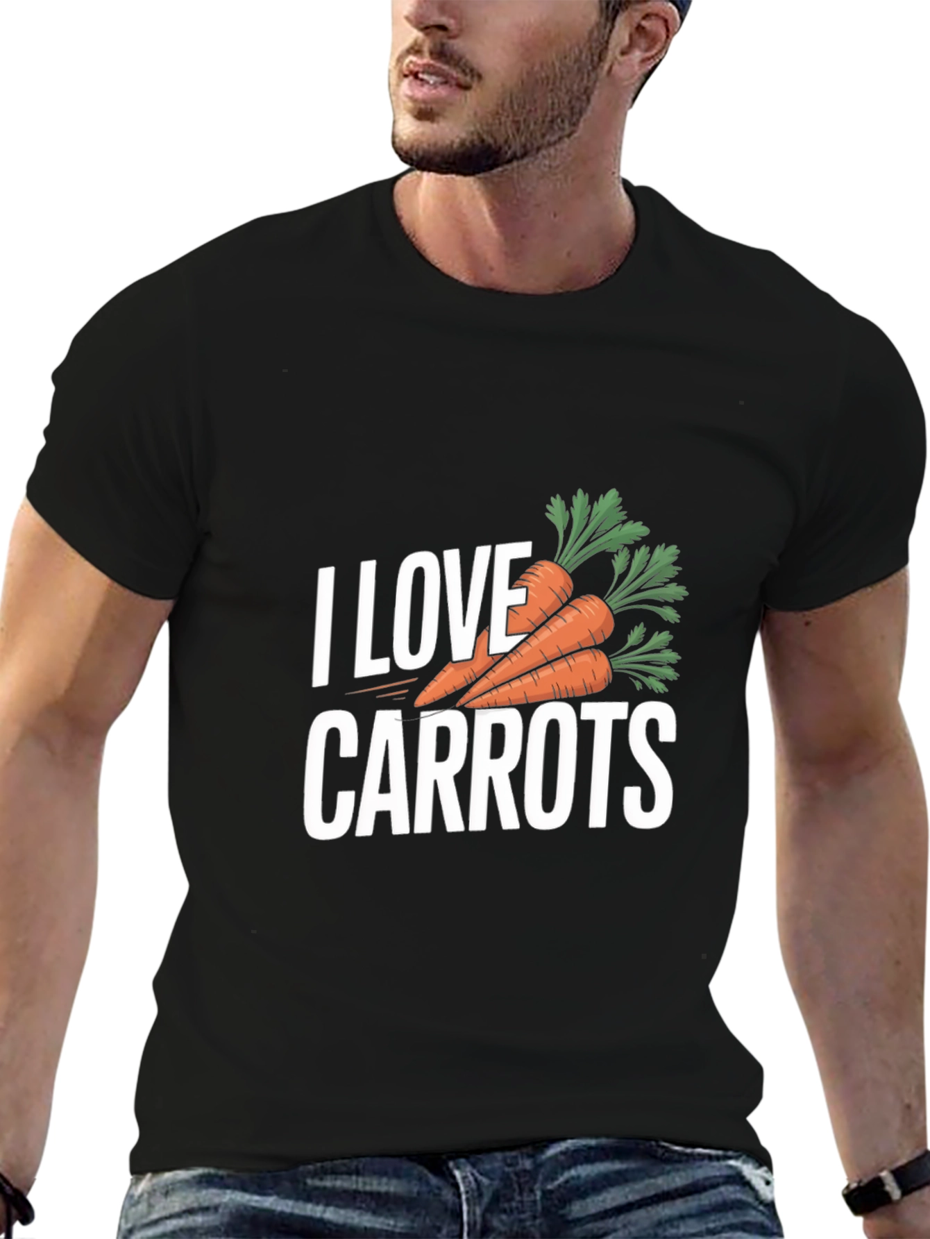 Black I Love Carrots T-Shirt - Black Carrot Lover Tee view 6