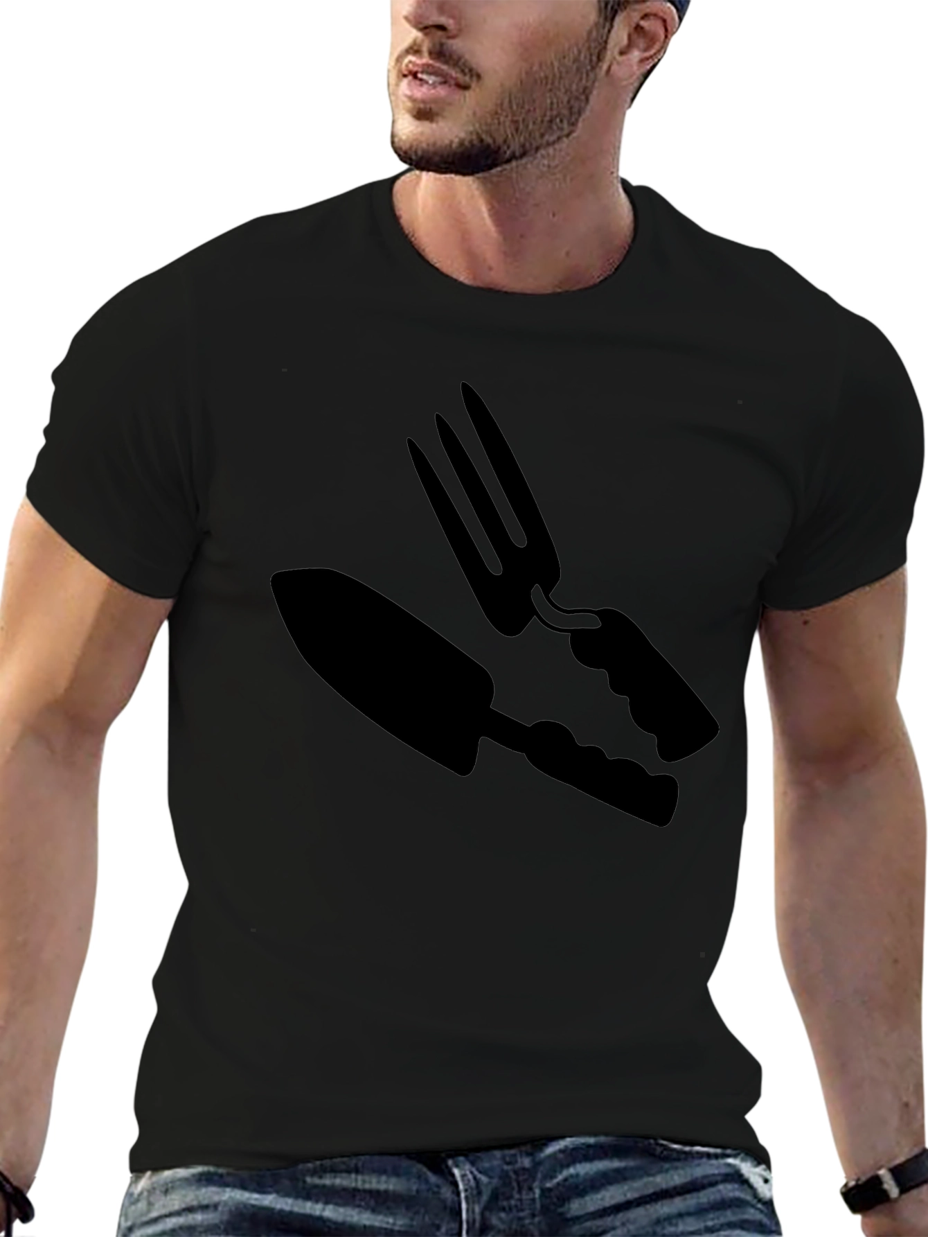 Black Gardening Tool Graphic Tee - Black Cotton Comfort view 6