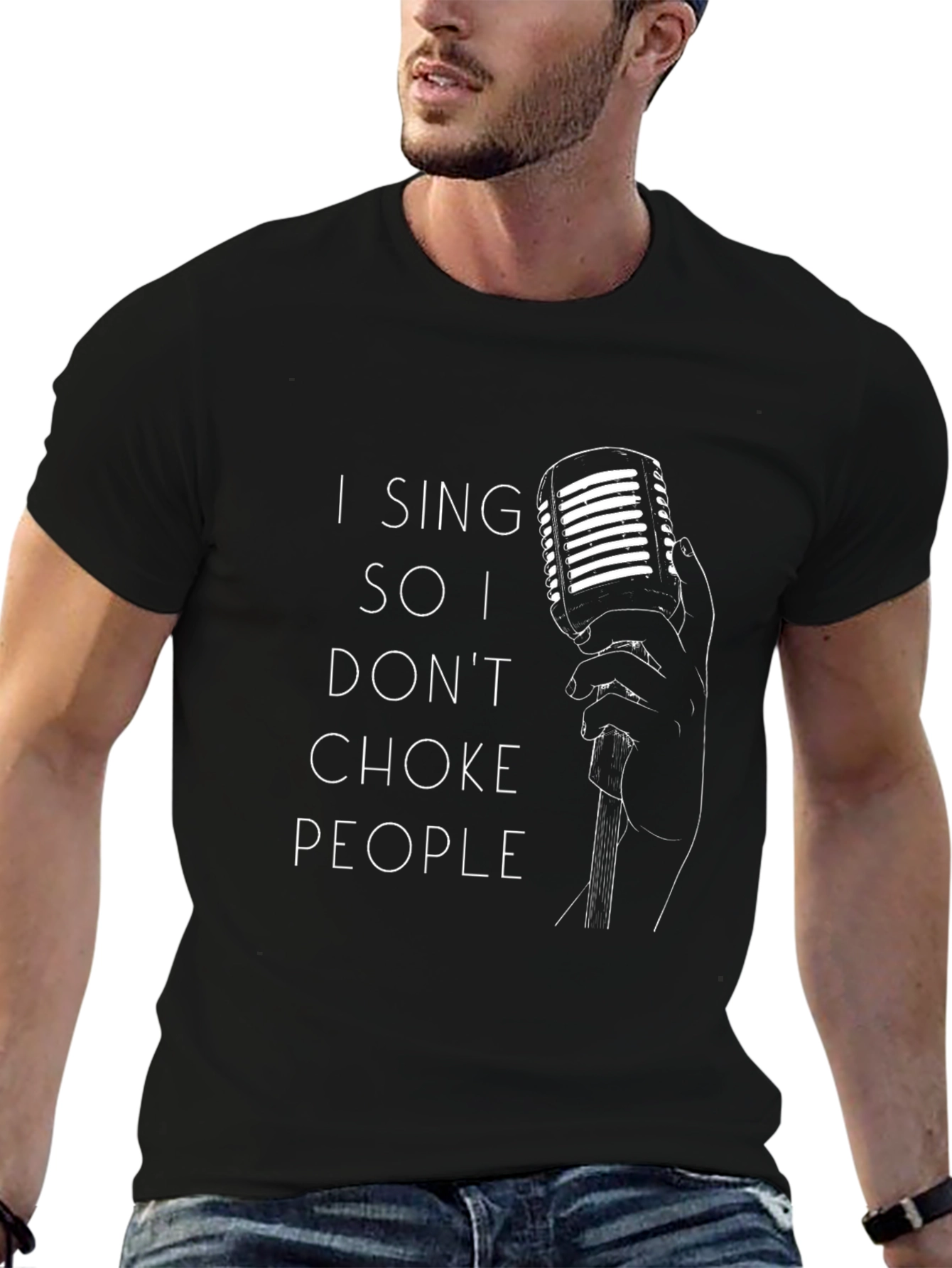 Black I Sing So I Don't Choke People Black Graphic Tee view 6