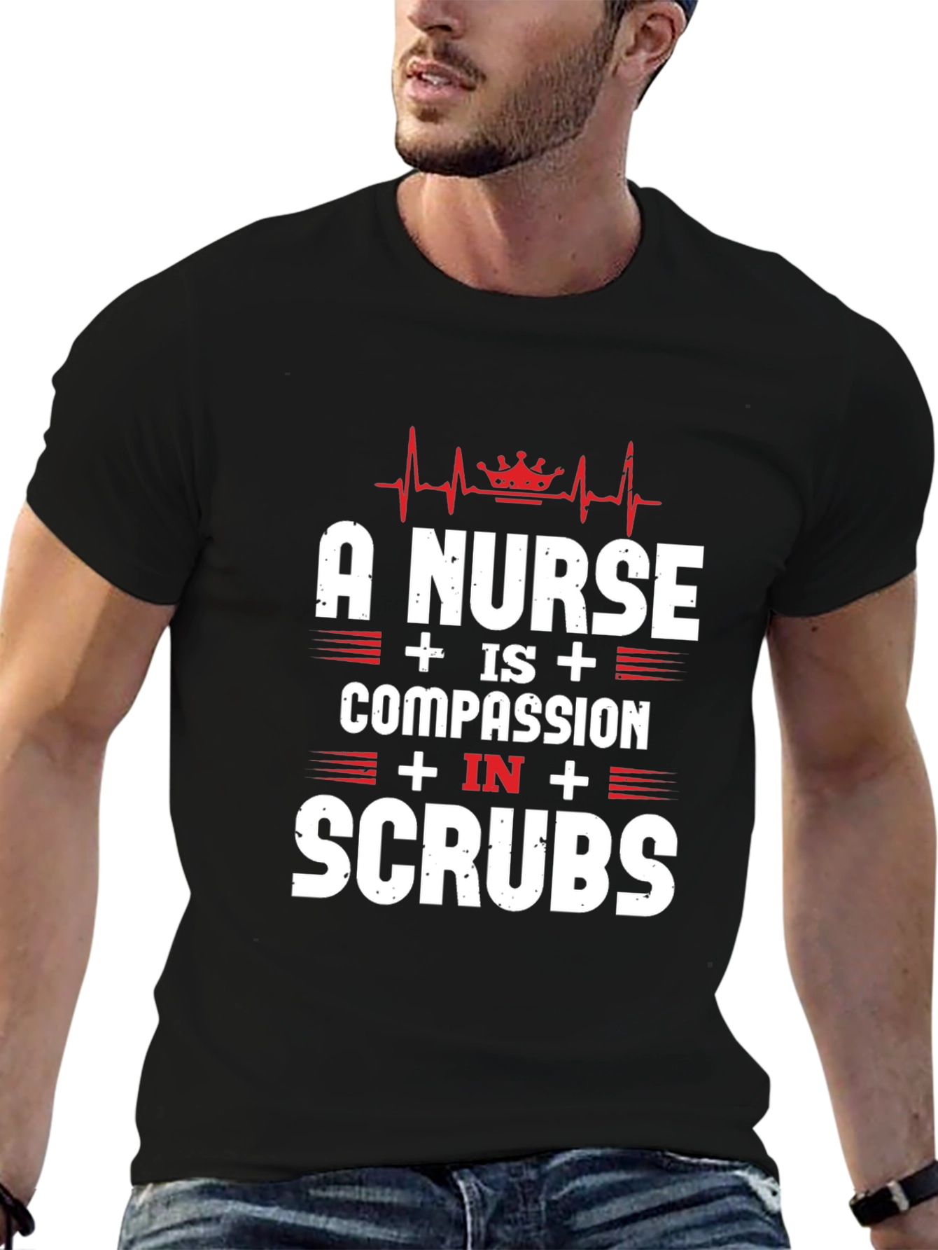 Black Nurse Compassion in Scrubs T-Shirt view 6