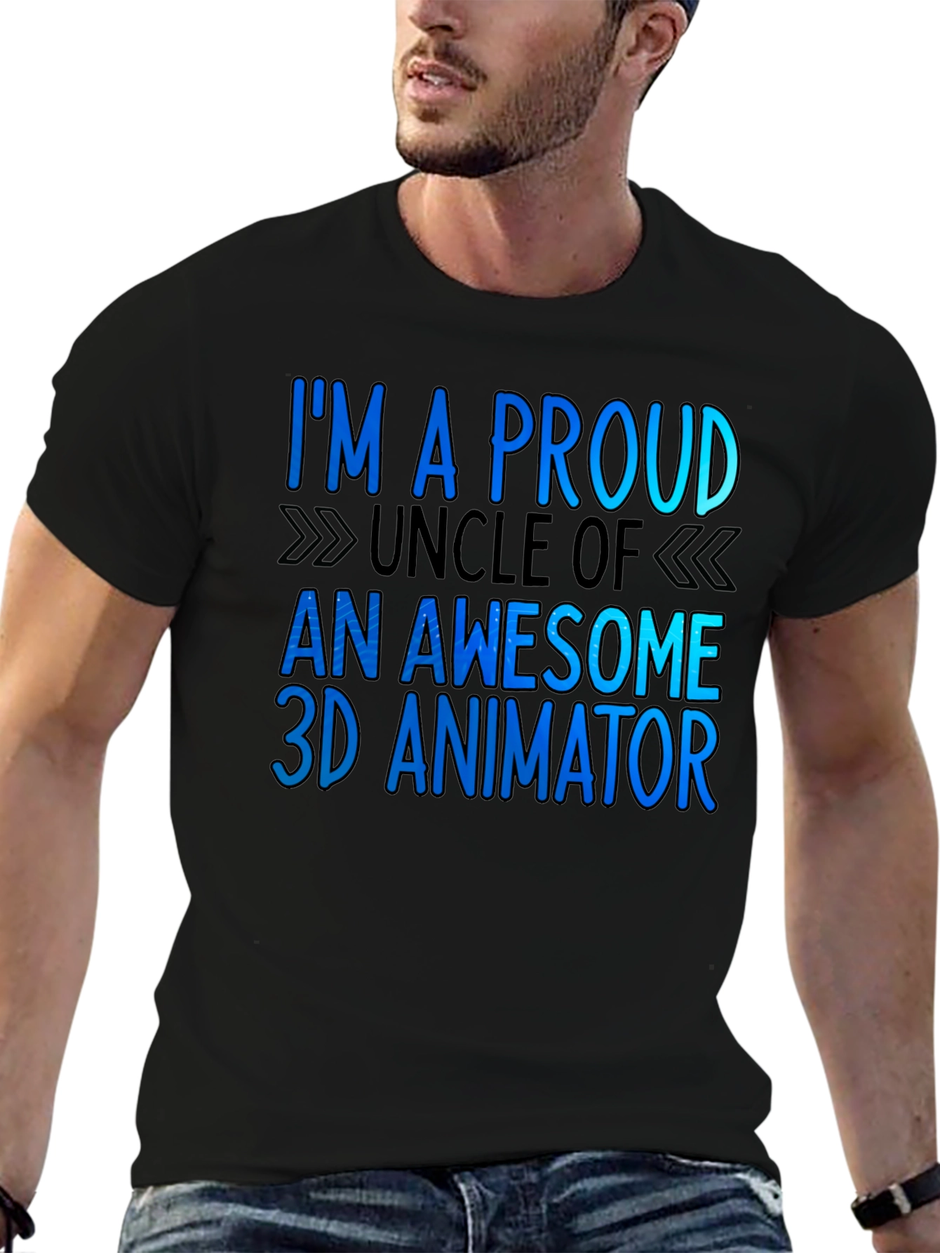 Black Proud Uncle of a 3D Animator T-Shirt view 6