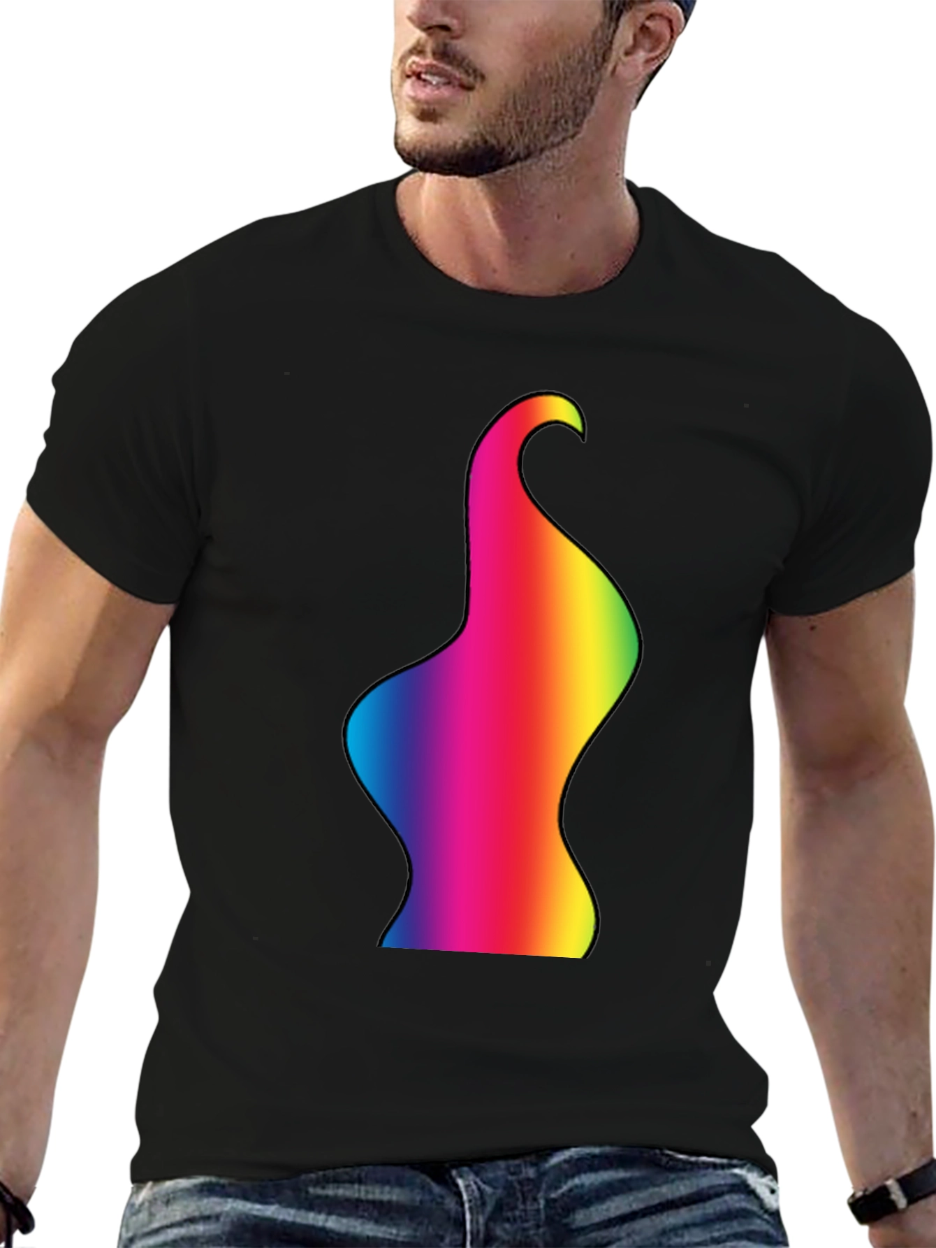 Black Rainbow Body Art Tee - Black Cotton Blend view 6