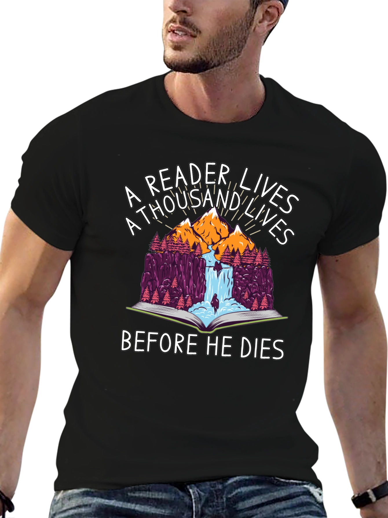 Black A Reader Lives a Thousand Lives Graphic T-Shirt view 6