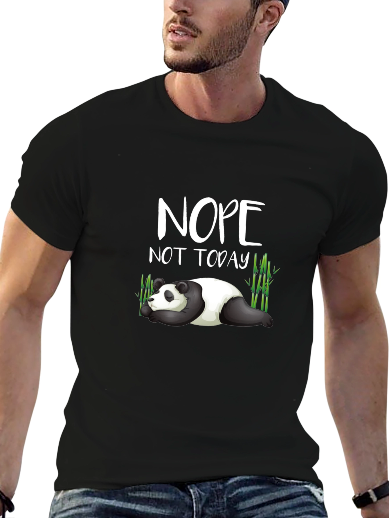 Black Nope Not Today Panda Graphic Tee view 6
