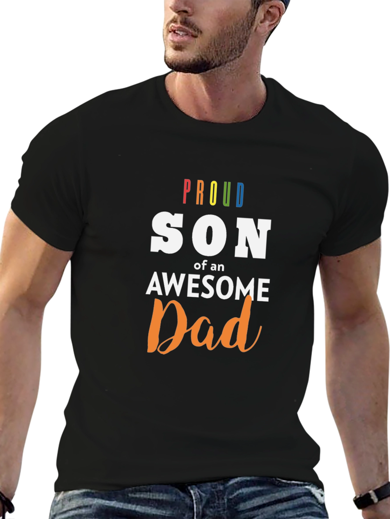Black Proud Son of an Awesome Dad T-Shirt view 6