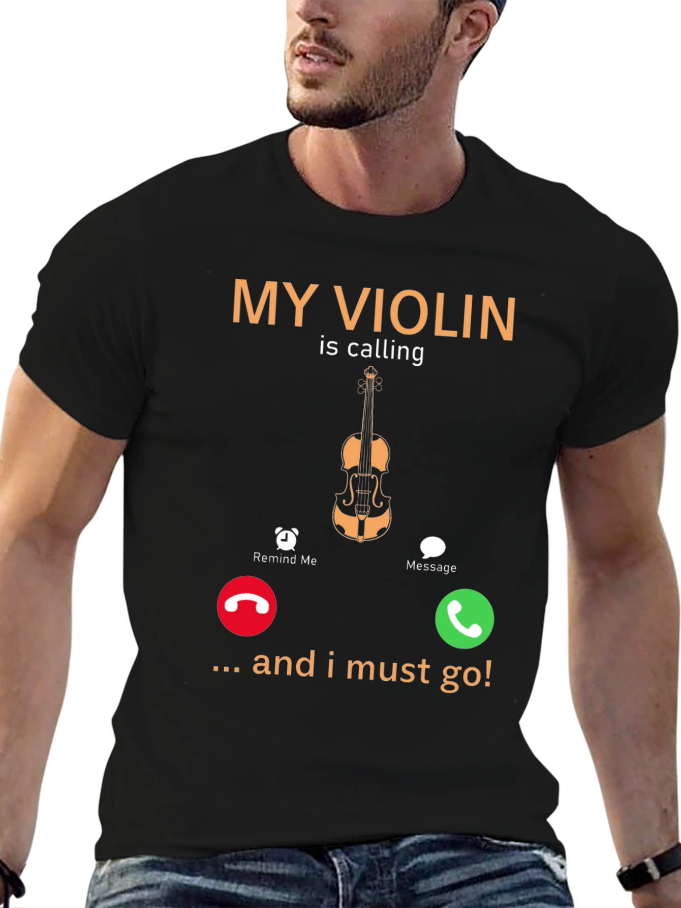 Black My Violin Is Calling Funny Music T-Shirt view 6