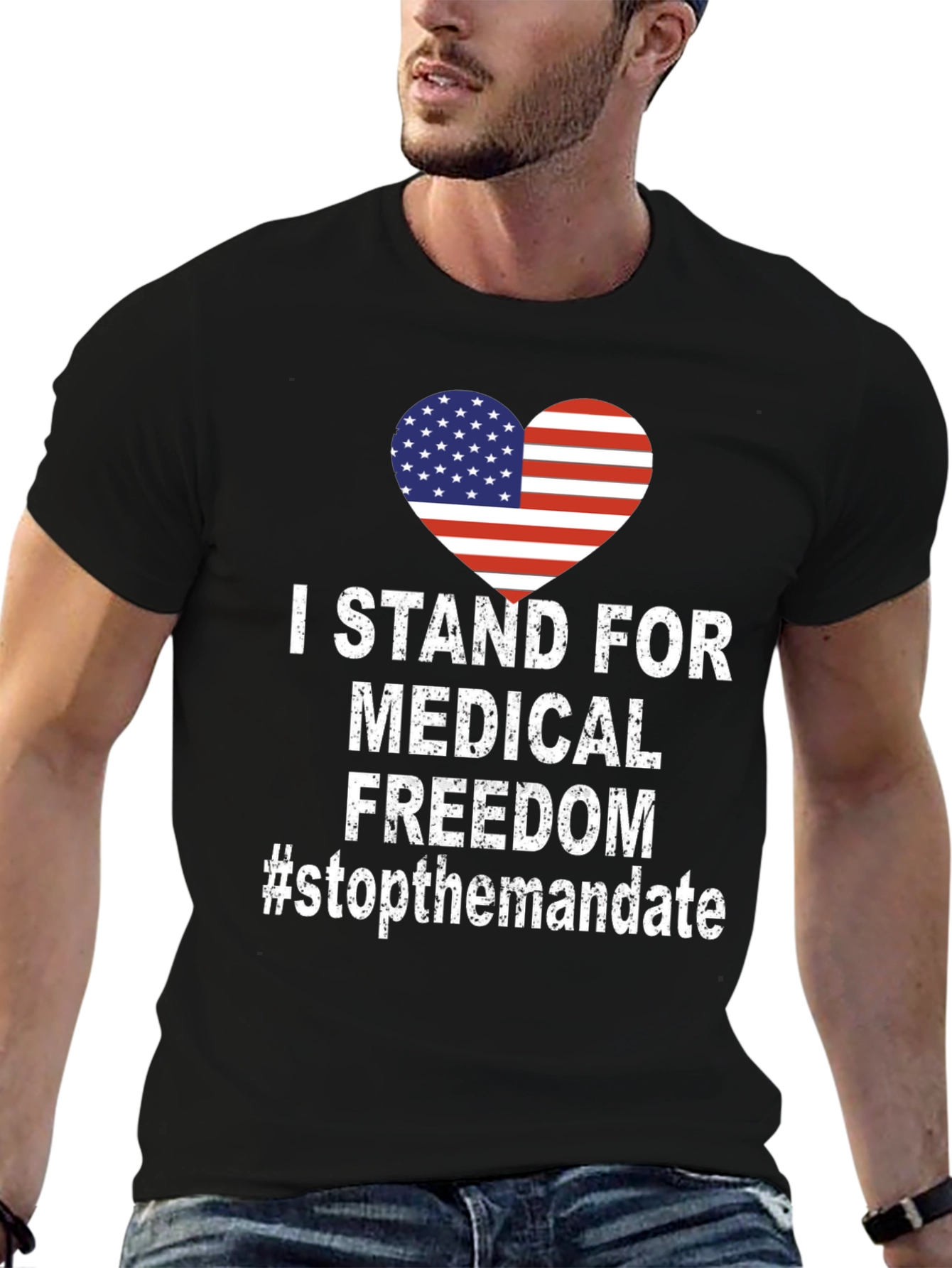 Black Medical Freedom T-Shirt - Stop The Mandate view 6