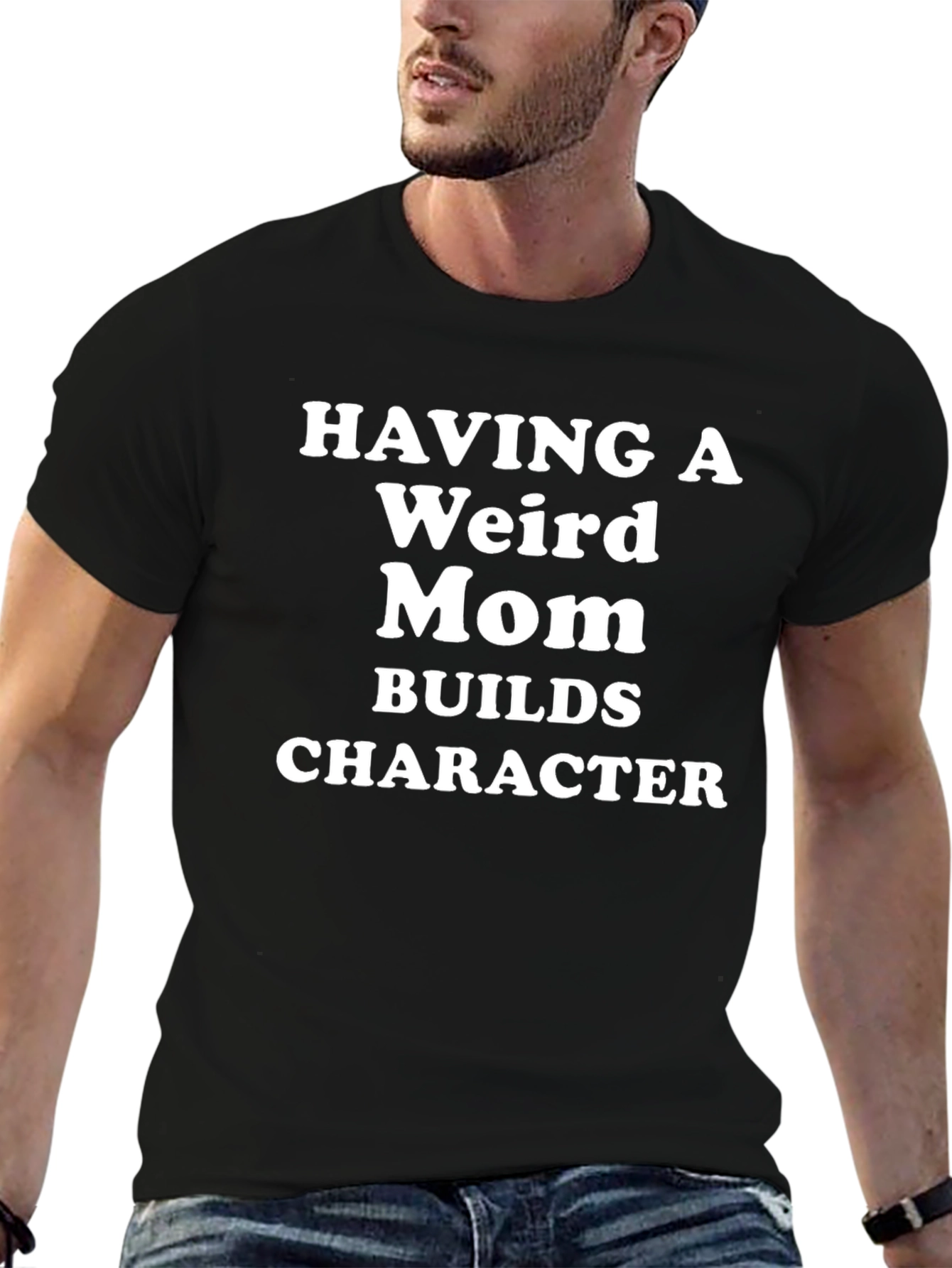 Black Weird Mom Builds Character Black Graphic Tee view 6