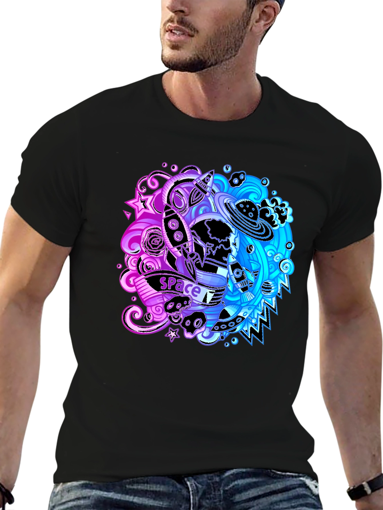 Space Doodle T-Shirt - Galaxy Design Tee - 6
