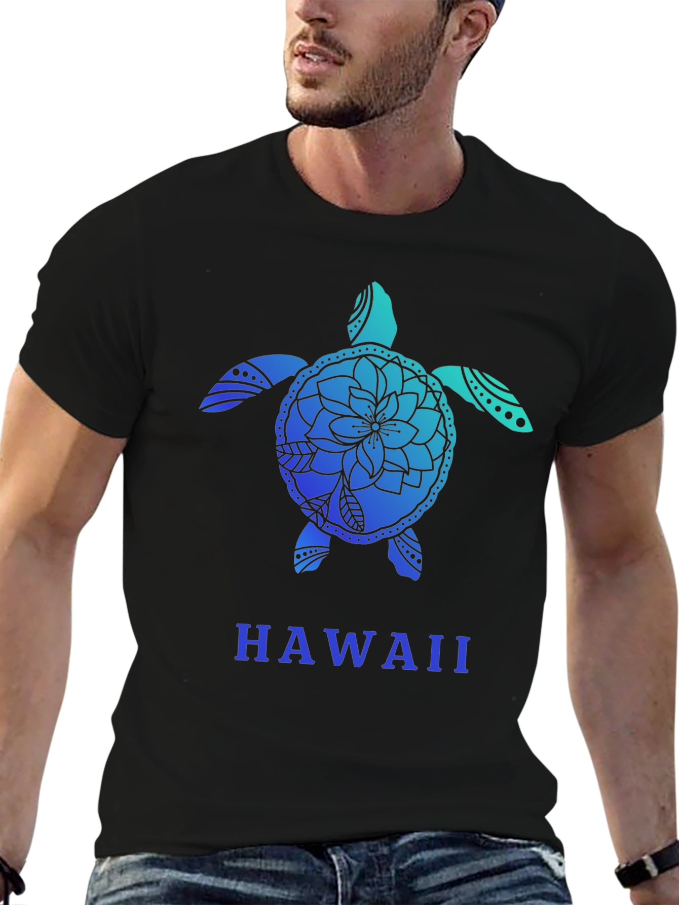 Black Hawaii Turtle Graphic Tee - Black view 6