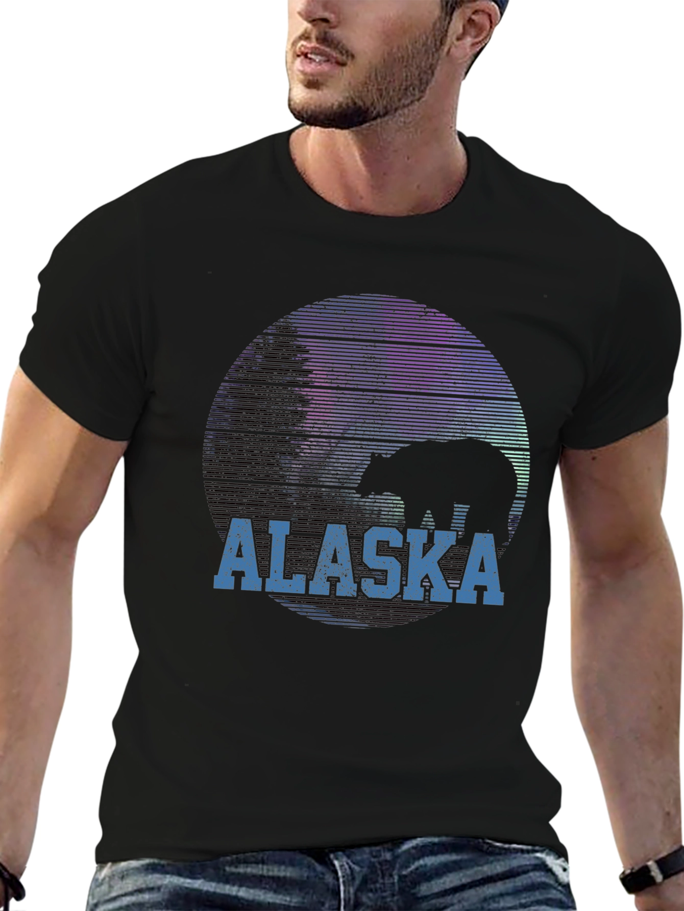 Black Alaska Bear Silhouette Graphic T-Shirt view 6