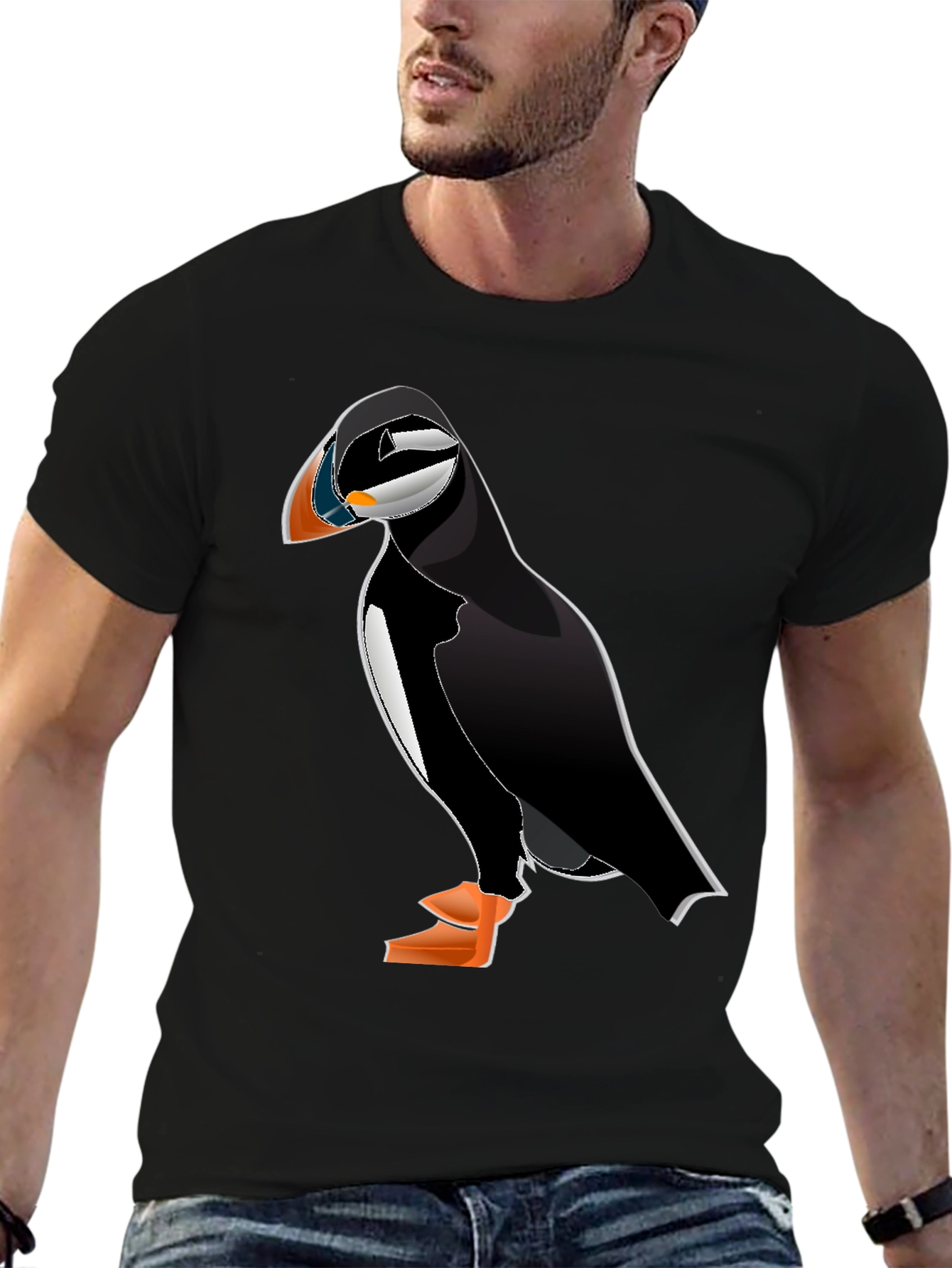 Black Puffin Graphic Tee - Black Cotton Blend view 6