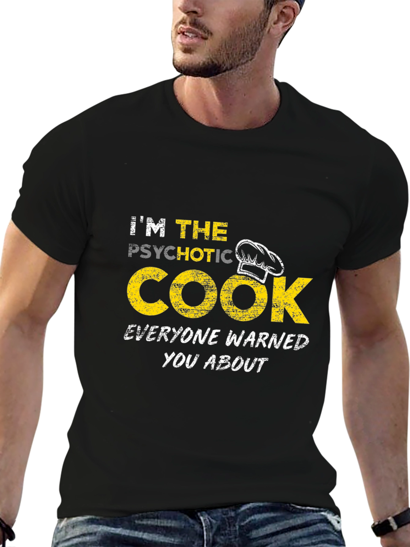 Black Psychotic Cook Novelty T-Shirt, Funny Chef Gift view 6