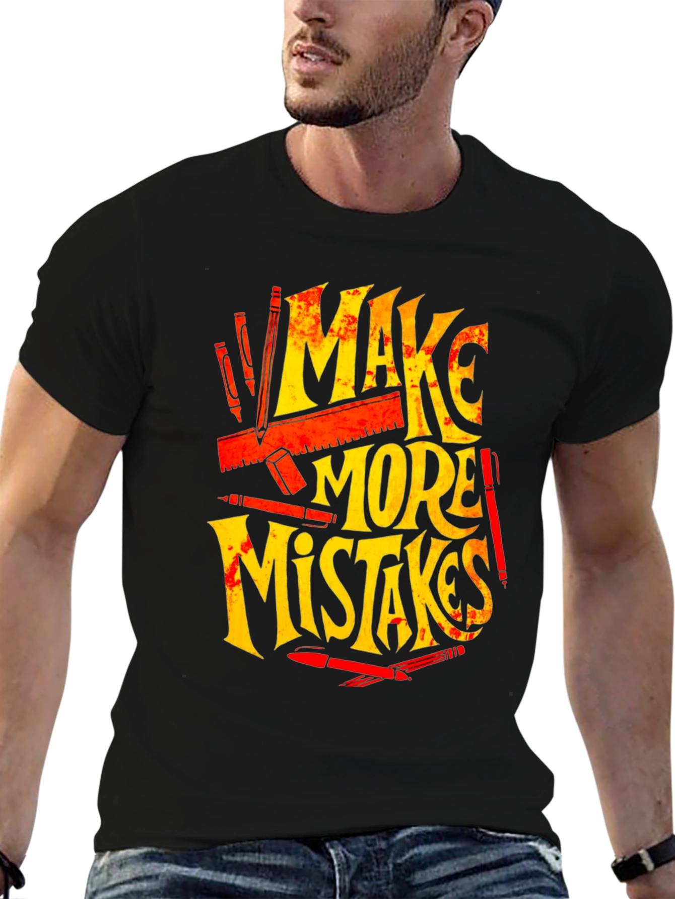 Black Make More Mistakes Graphic Tee - Black view 6