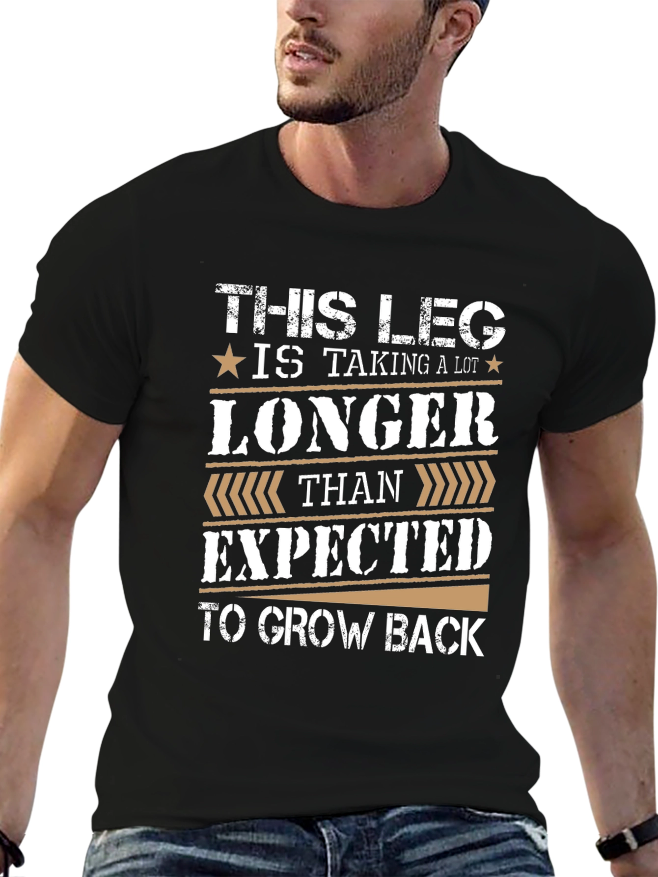 Black Funny Leg Injury Recovery T-Shirt view 6