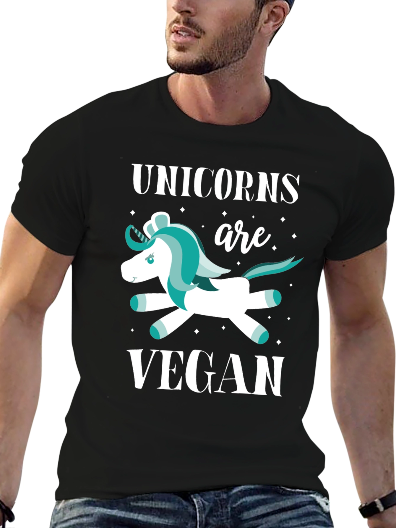 Black Unicorns are Vegan Graphic T-Shirt view 6