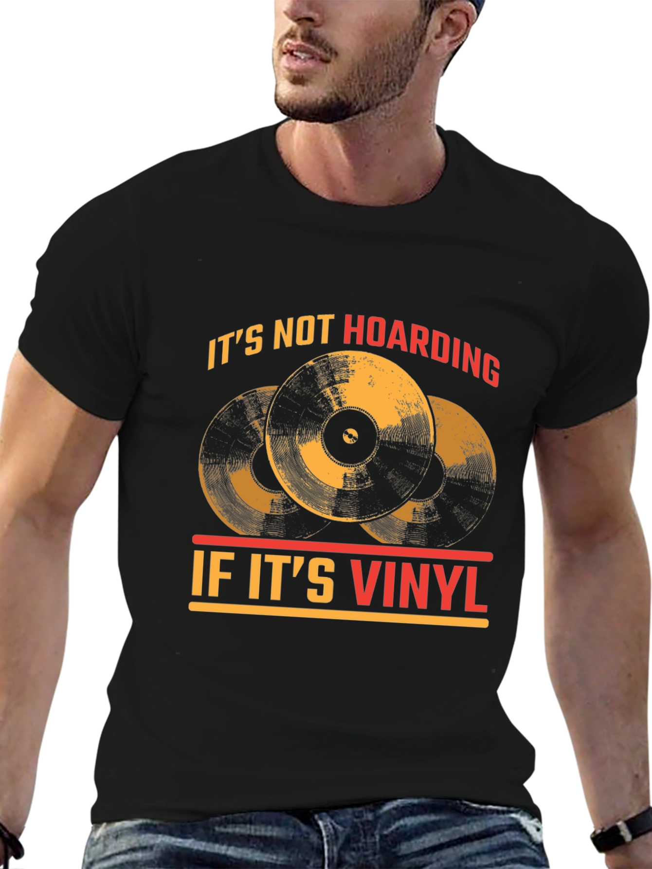 Black Vinyl Record Collector T-Shirt - "It's Not Hoarding!" view 6
