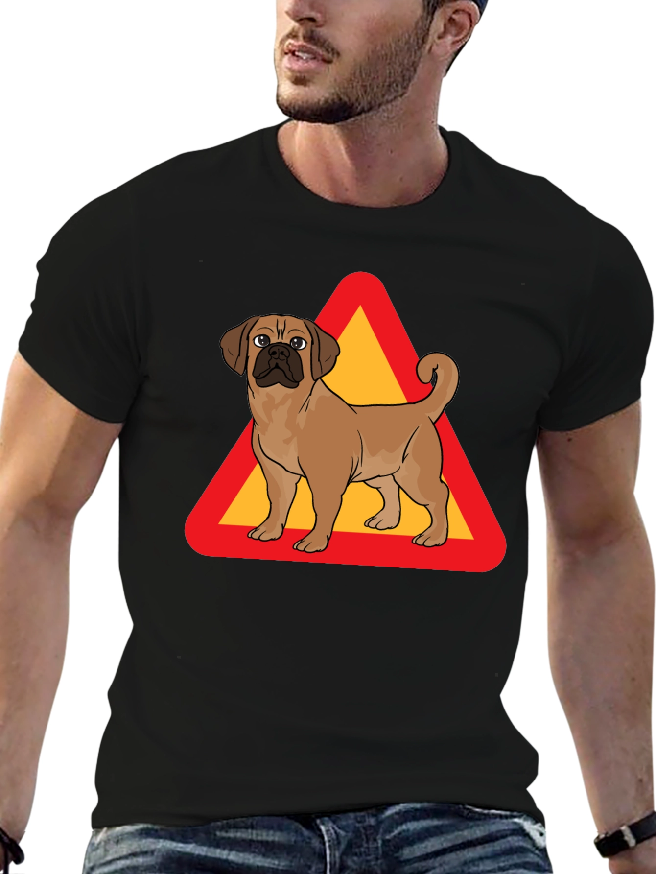 Black Dog Crossing T-Shirt - Novelty Graphic Tee view 6