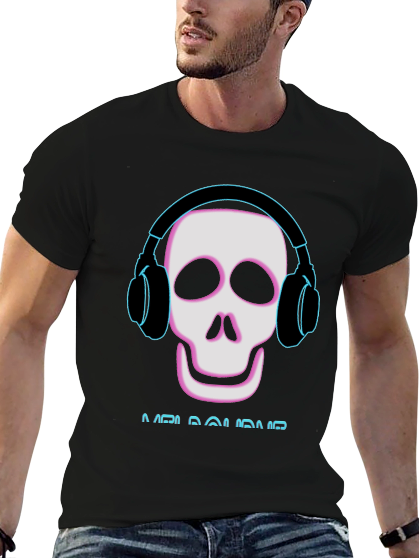 Black Skull Headphones T-Shirt - Music Lover Tee view 6