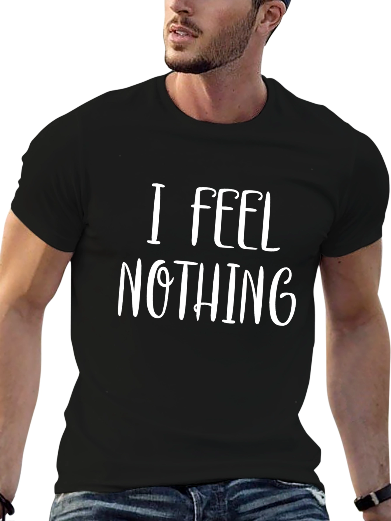 Black I Feel Nothing Graphic Tee - Unisex Black T-Shirt view 6