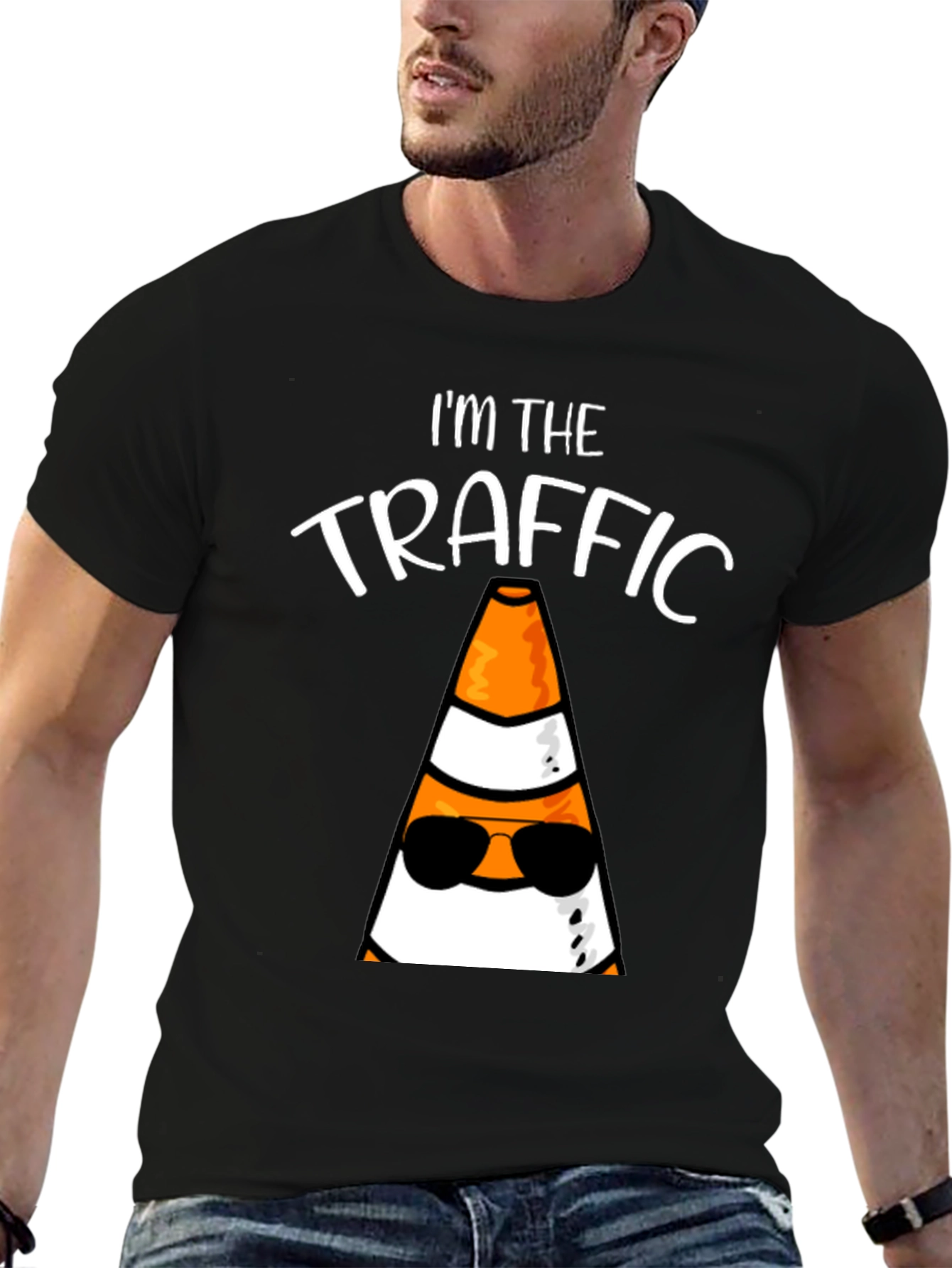 Black I'm the Traffic Cone T-Shirt view 6