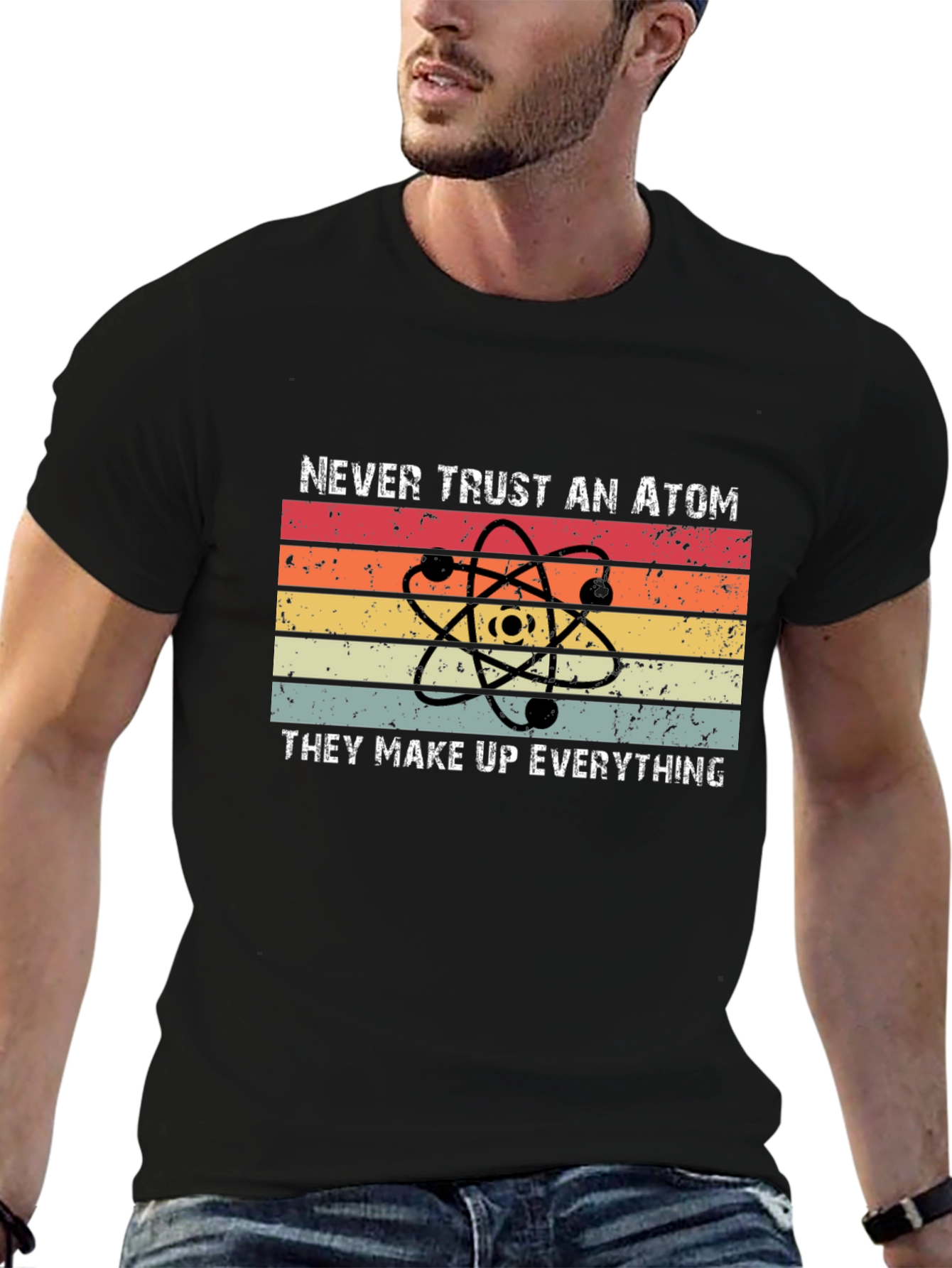 Black Never Trust an Atom Graphic Tee view 6