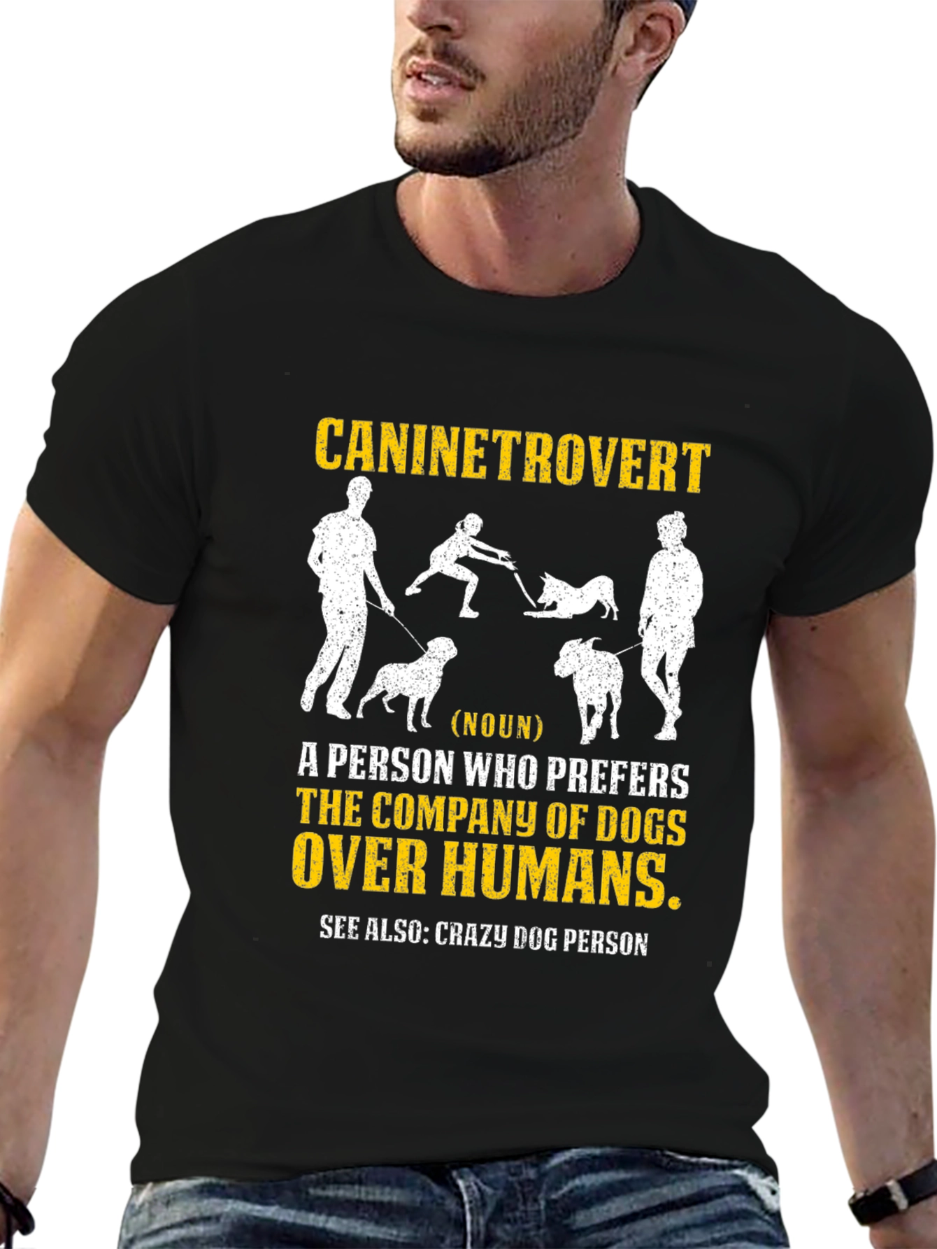 Black Caninetrovert T-Shirt - Dog Lover Apparel view 6