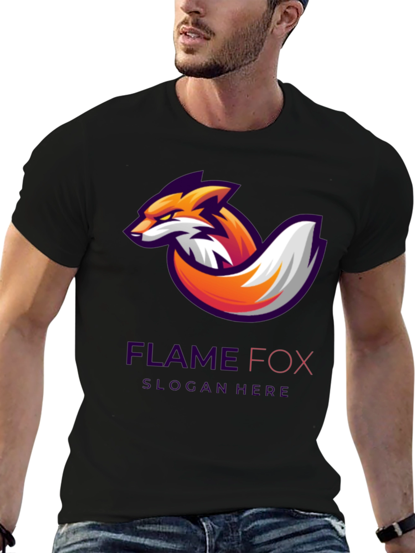 Black Flame Fox Graphic Tee - Cool Design, Soft Cotton Shirt view 6