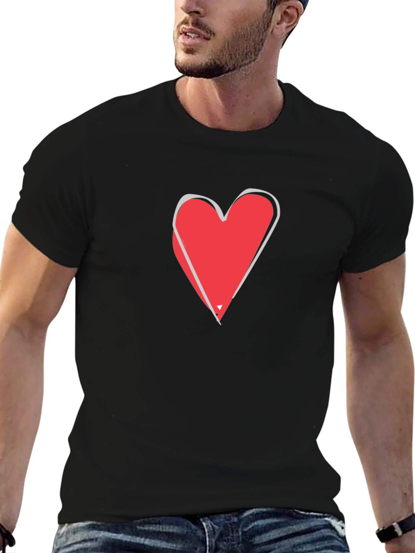 Black Heart Graphic Tee - Stylish Black Cotton T-Shirt view 6