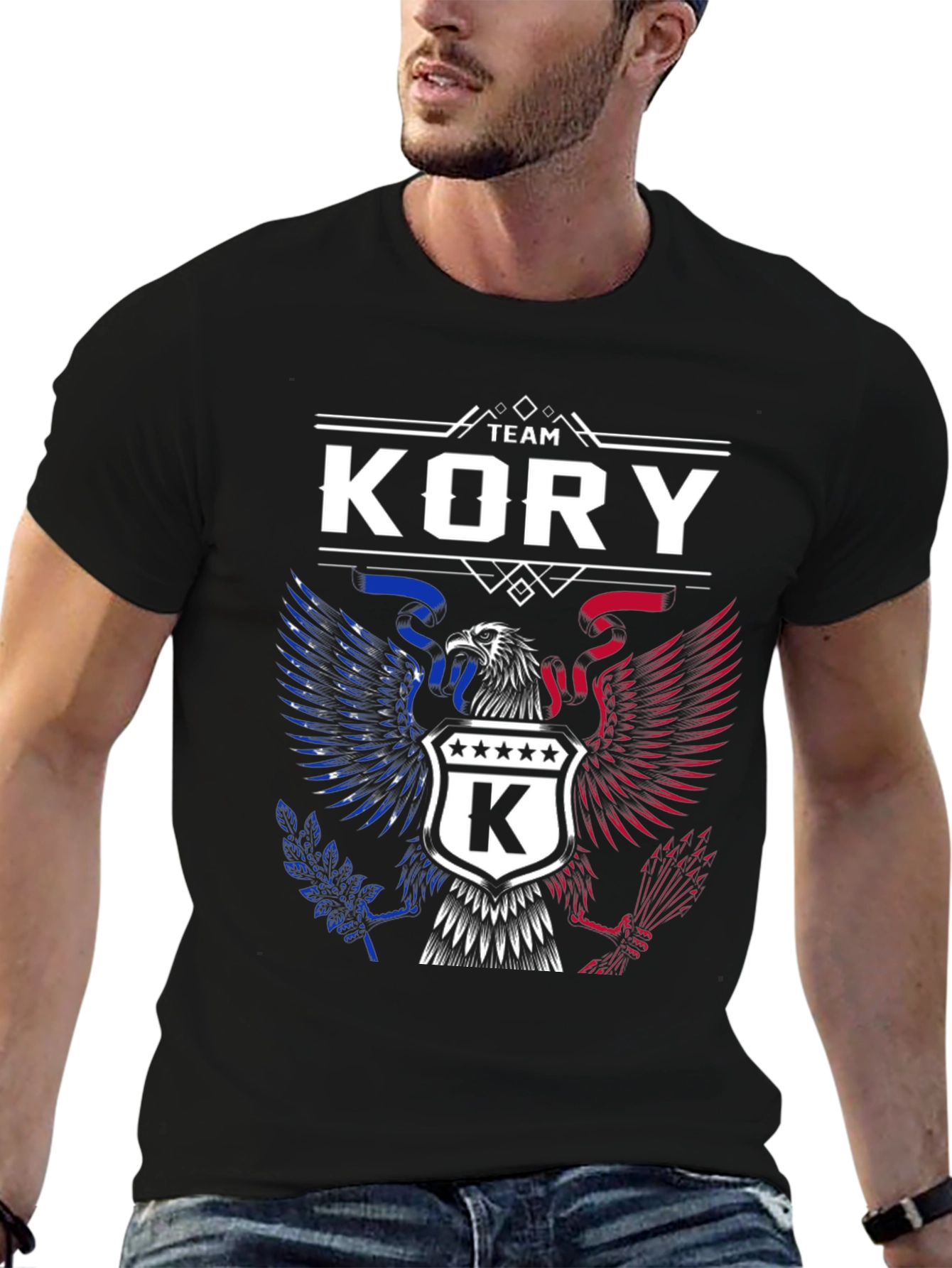 Black Team Kory Patriotic Eagle Graphic T-Shirt view 6