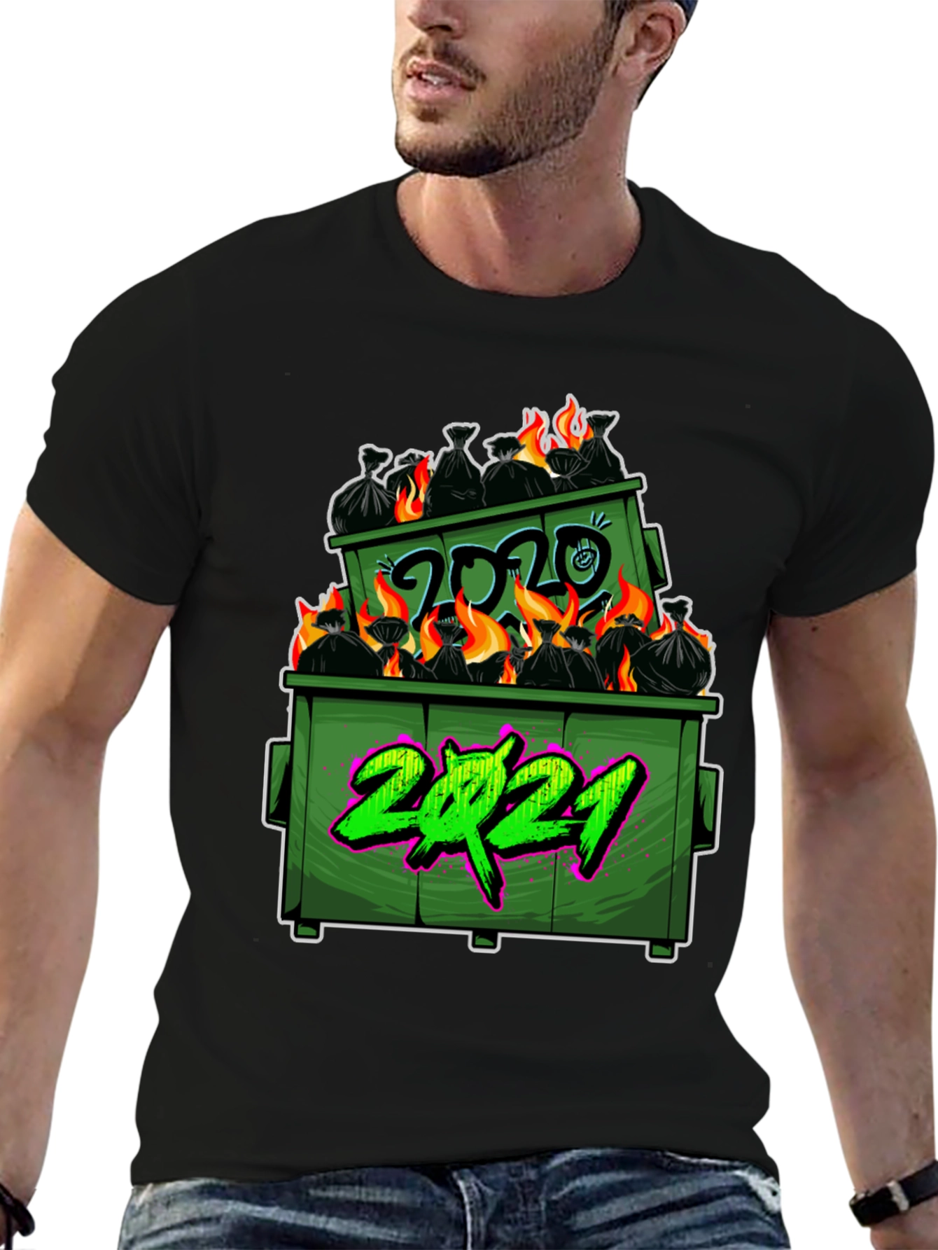 Black Dumpster Fire 2020-2021 Graphic T-Shirt view 6