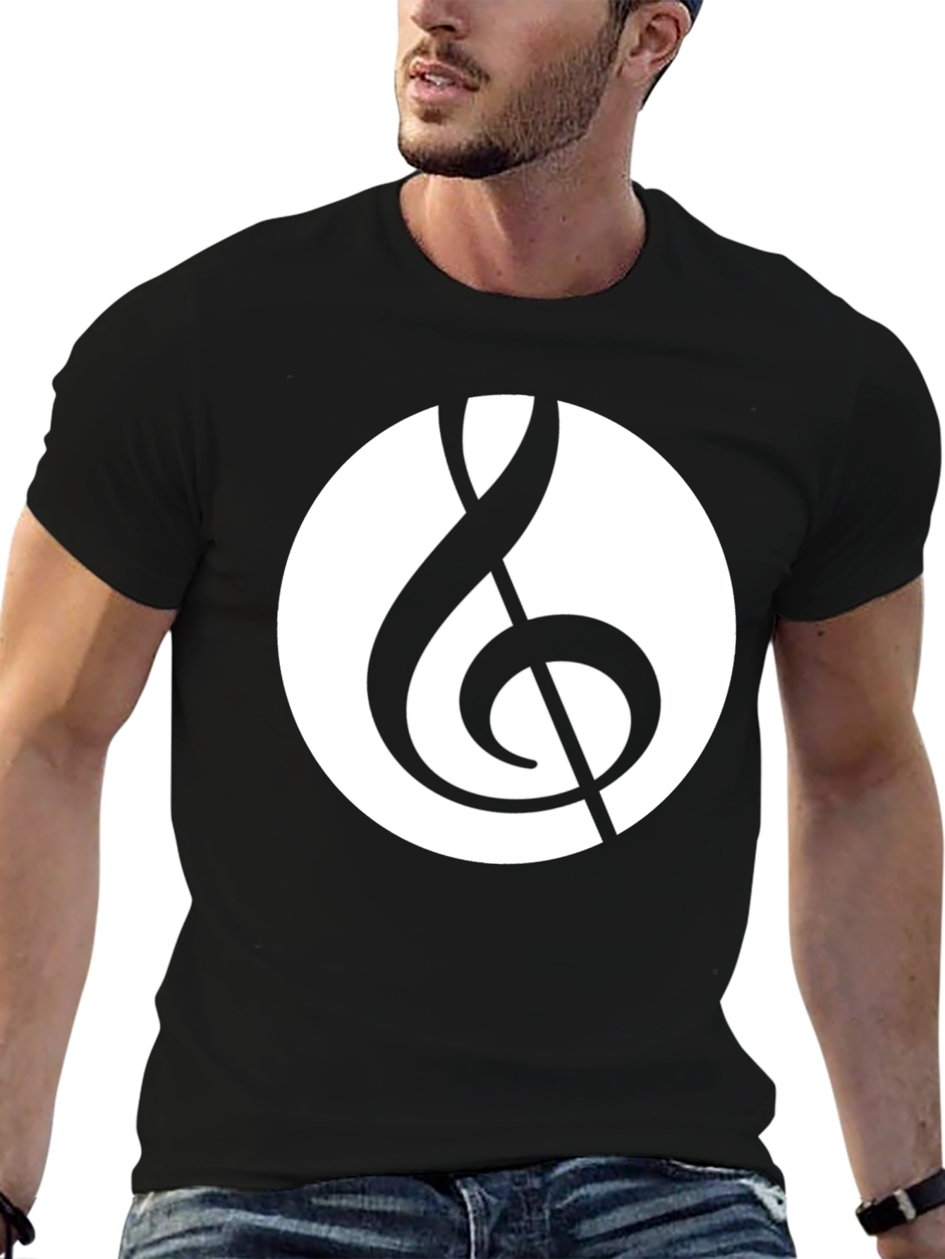 Black Musical Treble Clef Graphic T-Shirt view 6