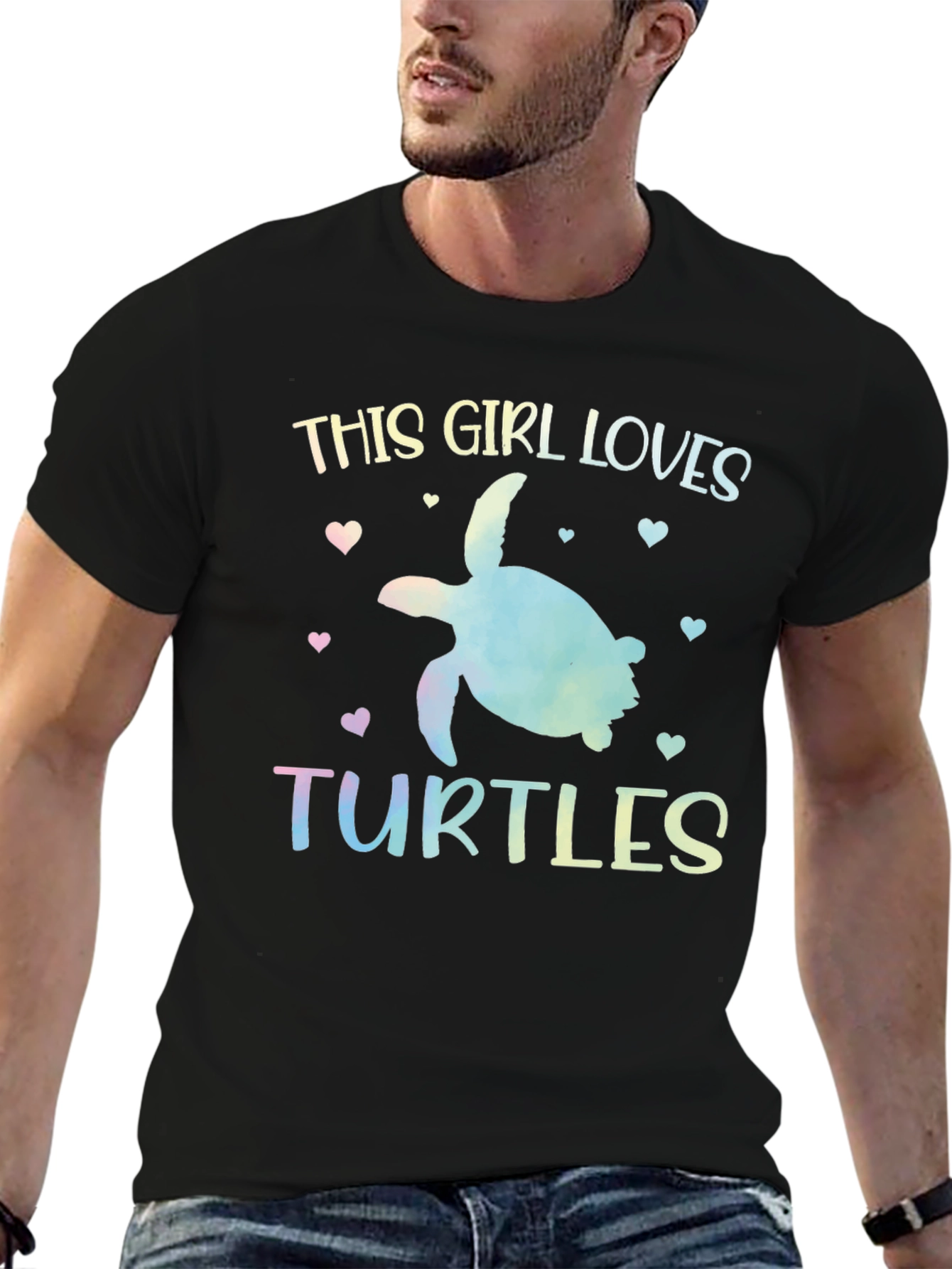 Black This Girl Loves Turtles Graphic T-Shirt view 6