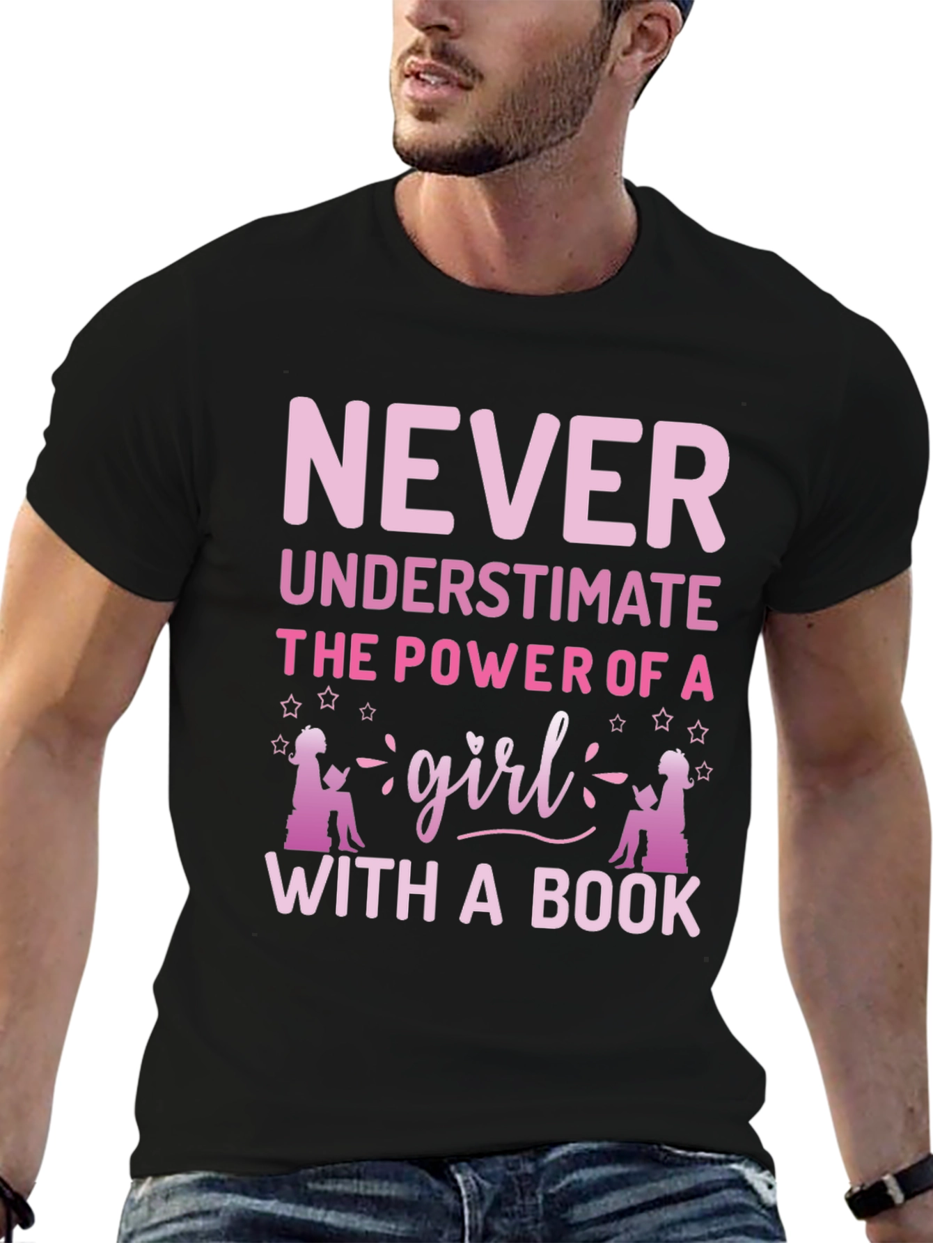 Black Never Underestimate Girl Book T-Shirt view 6