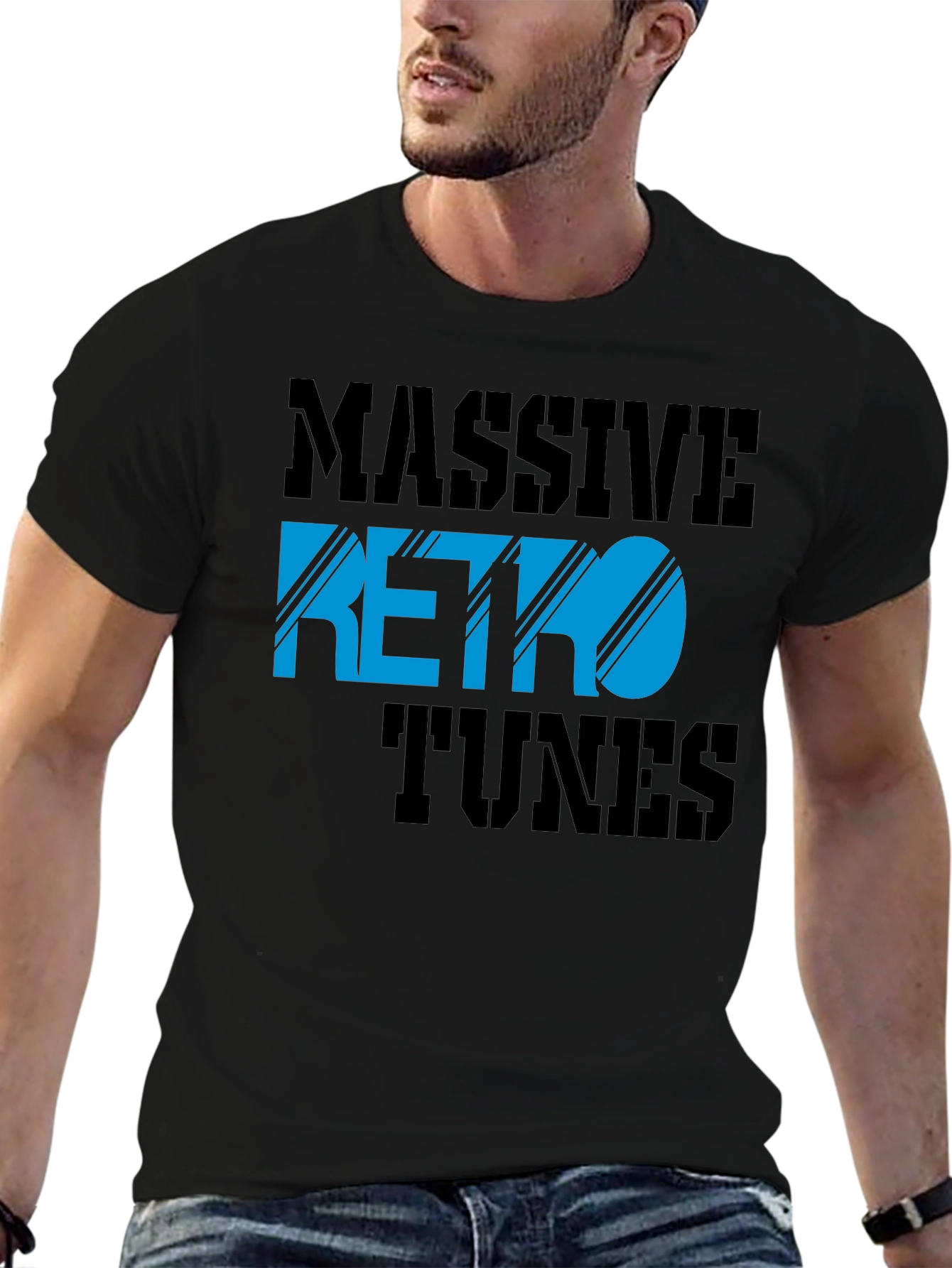 Black Massive Retro Tunes Graphic T-Shirt view 6