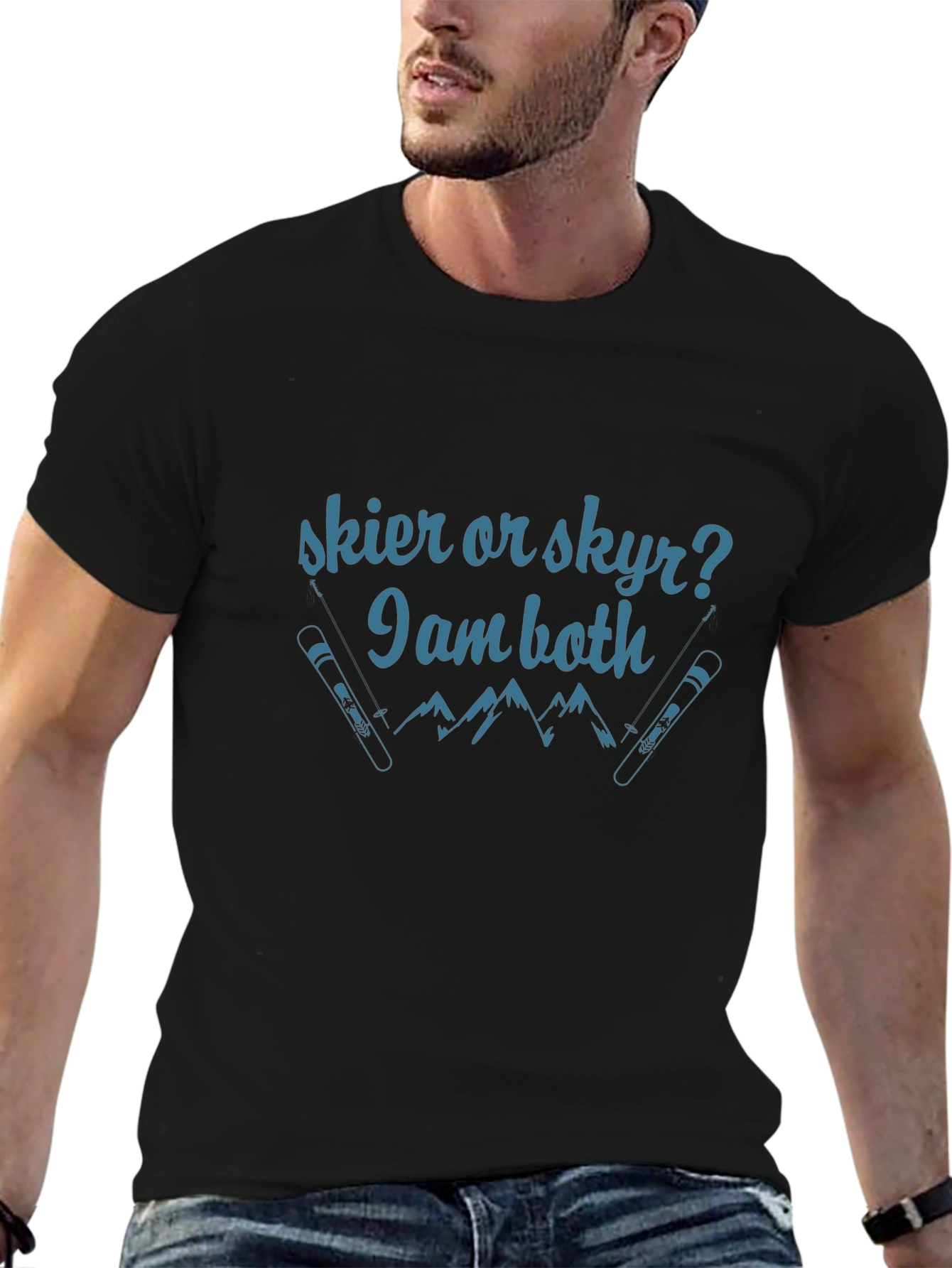 Black Skier Or Skyr? T-Shirt - I Am Both! view 6