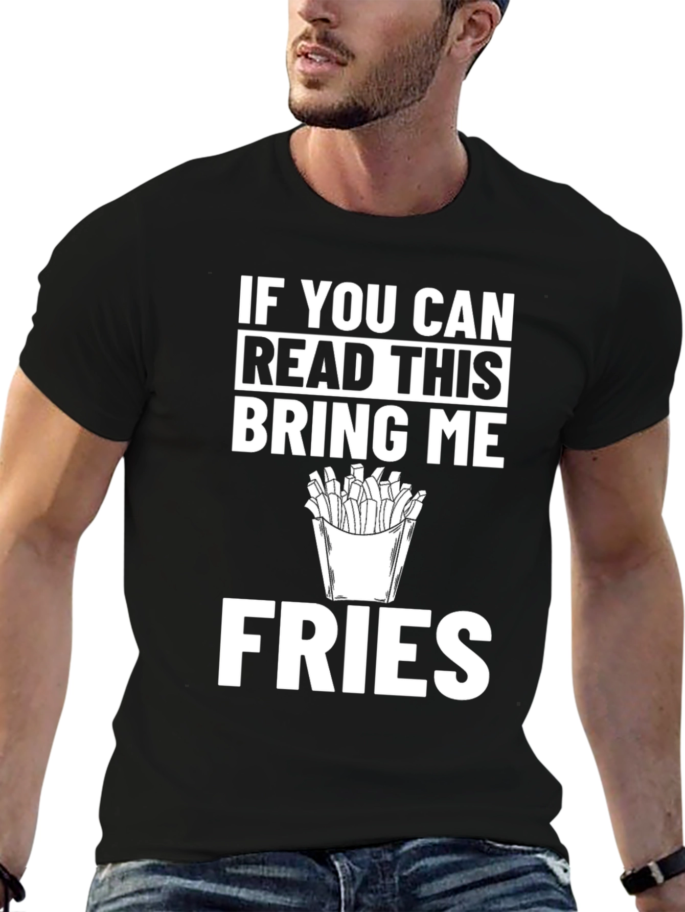Black Funny Fries Graphic Tee - If You Can Read This view 6