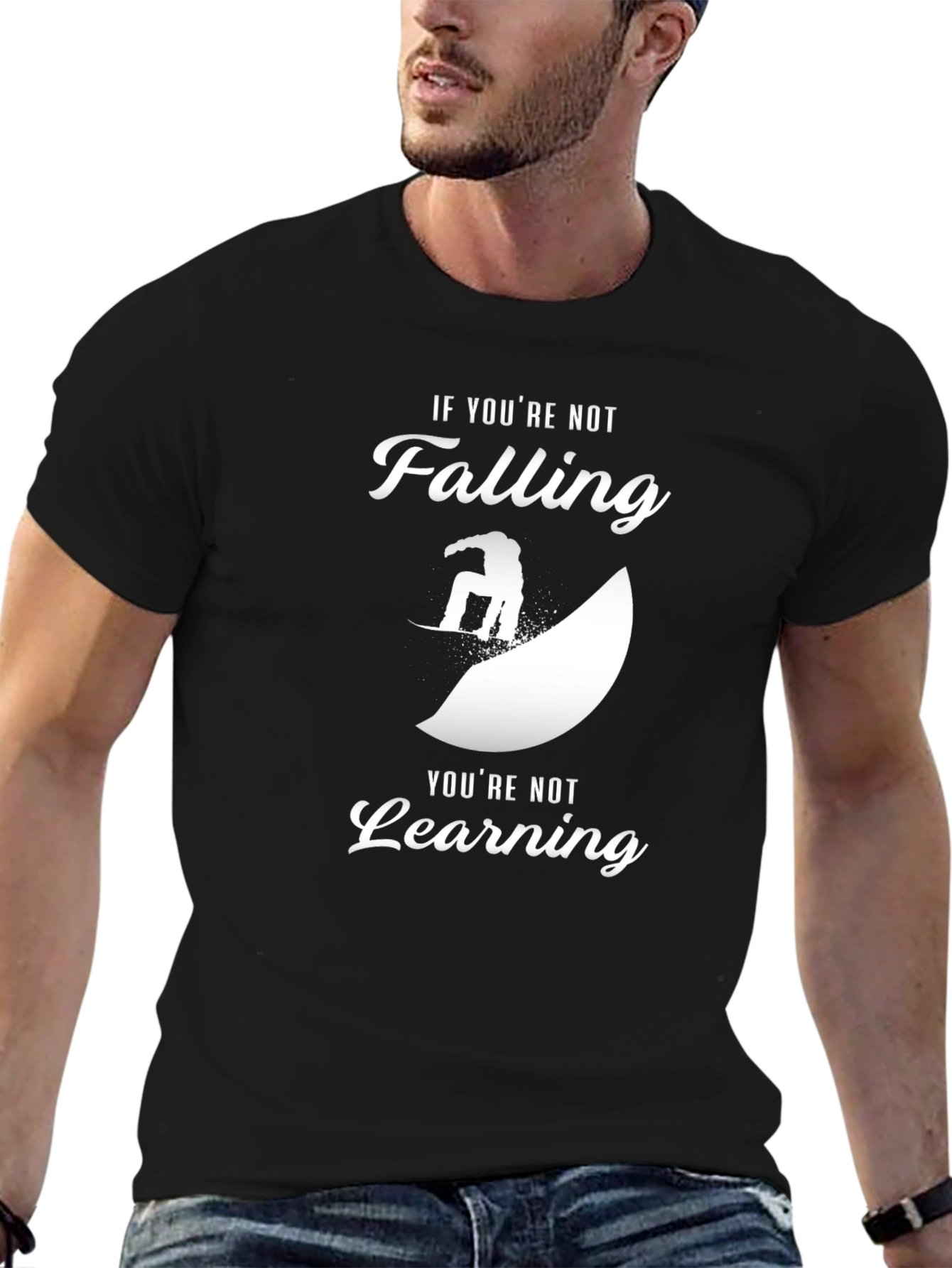 Black Falling Snowboarder Graphic Tee - Learn Something New view 6