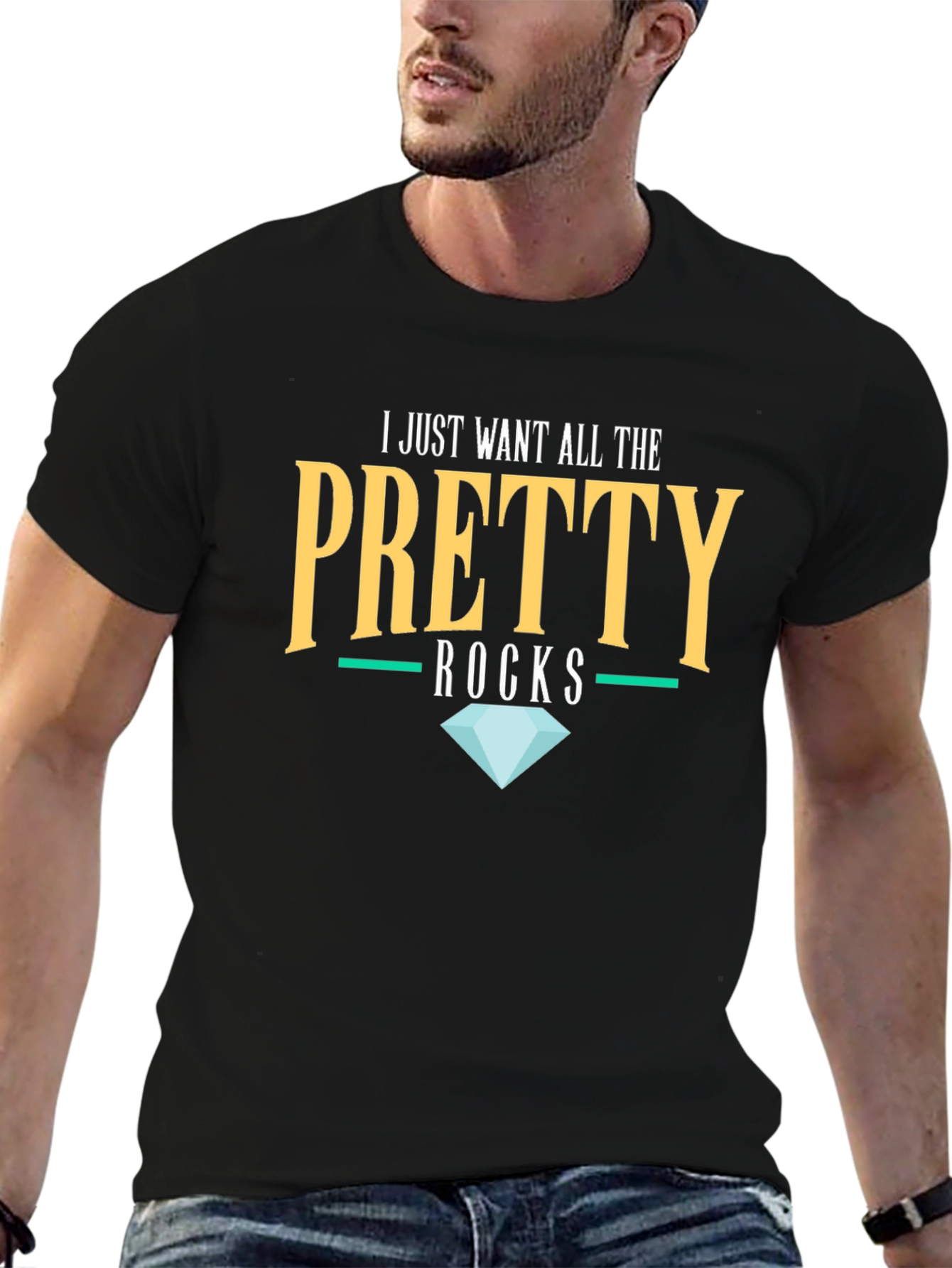 Black Pretty Rocks T-Shirt -  Diamond Lover's Tee view 6