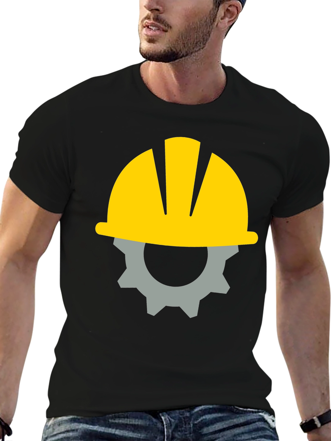 Black Construction Worker Graphic Tee - Black view 6