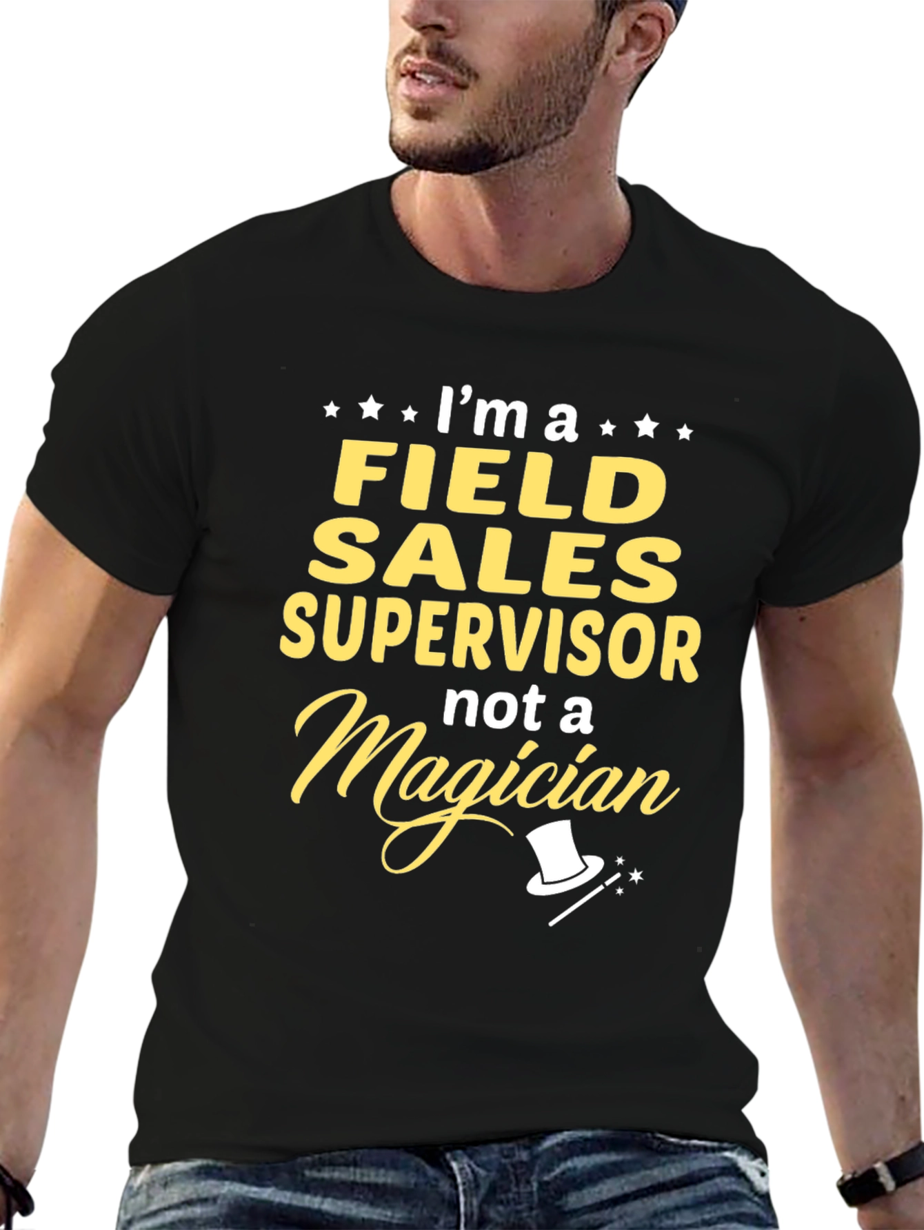Black Field Sales Supervisor Funny T-Shirt view 6