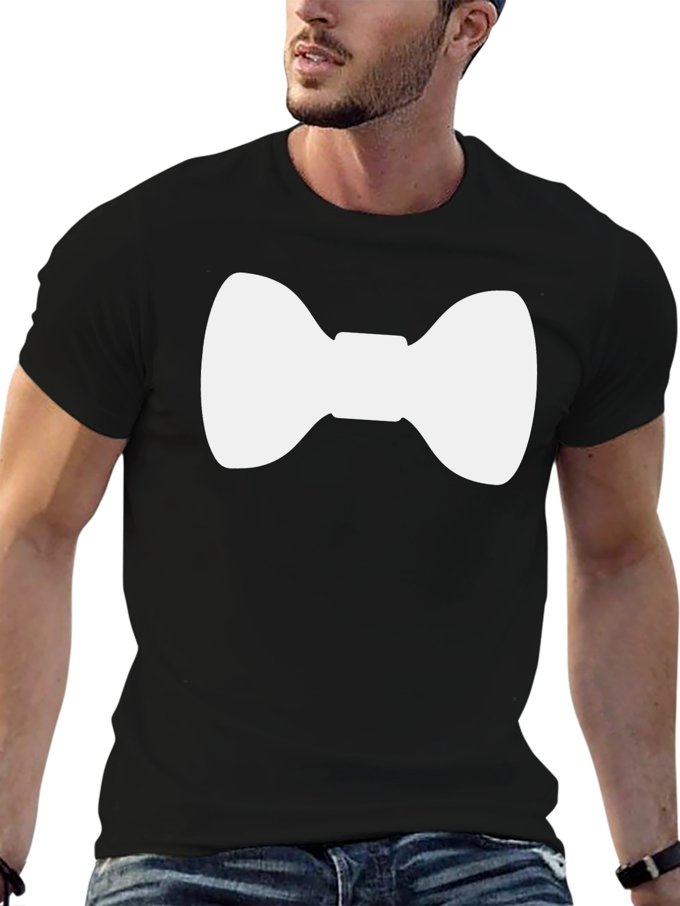 Black Bow Tie Graphic Tee - Stylish Casual Wear view 6