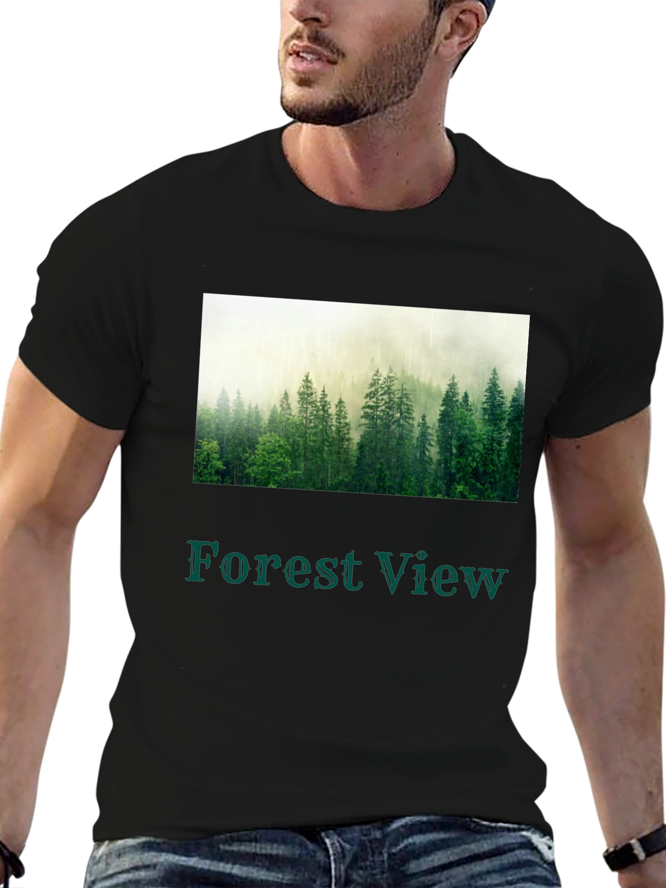 Black Forest View T-Shirt - Nature Inspired Graphic Tee view 6