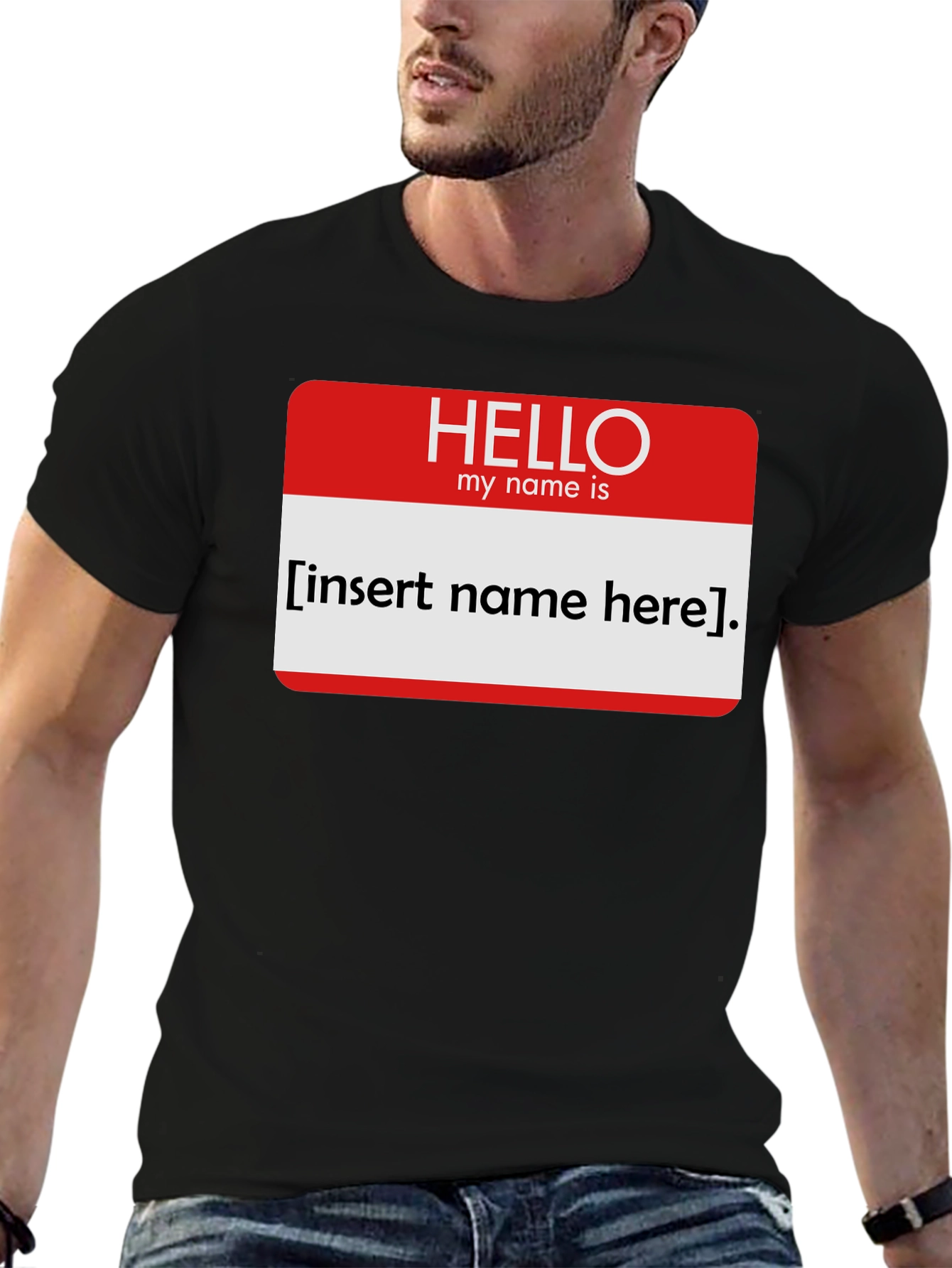 Black Funny Name Tag T-Shirt - Insert Your Name Here! view 6