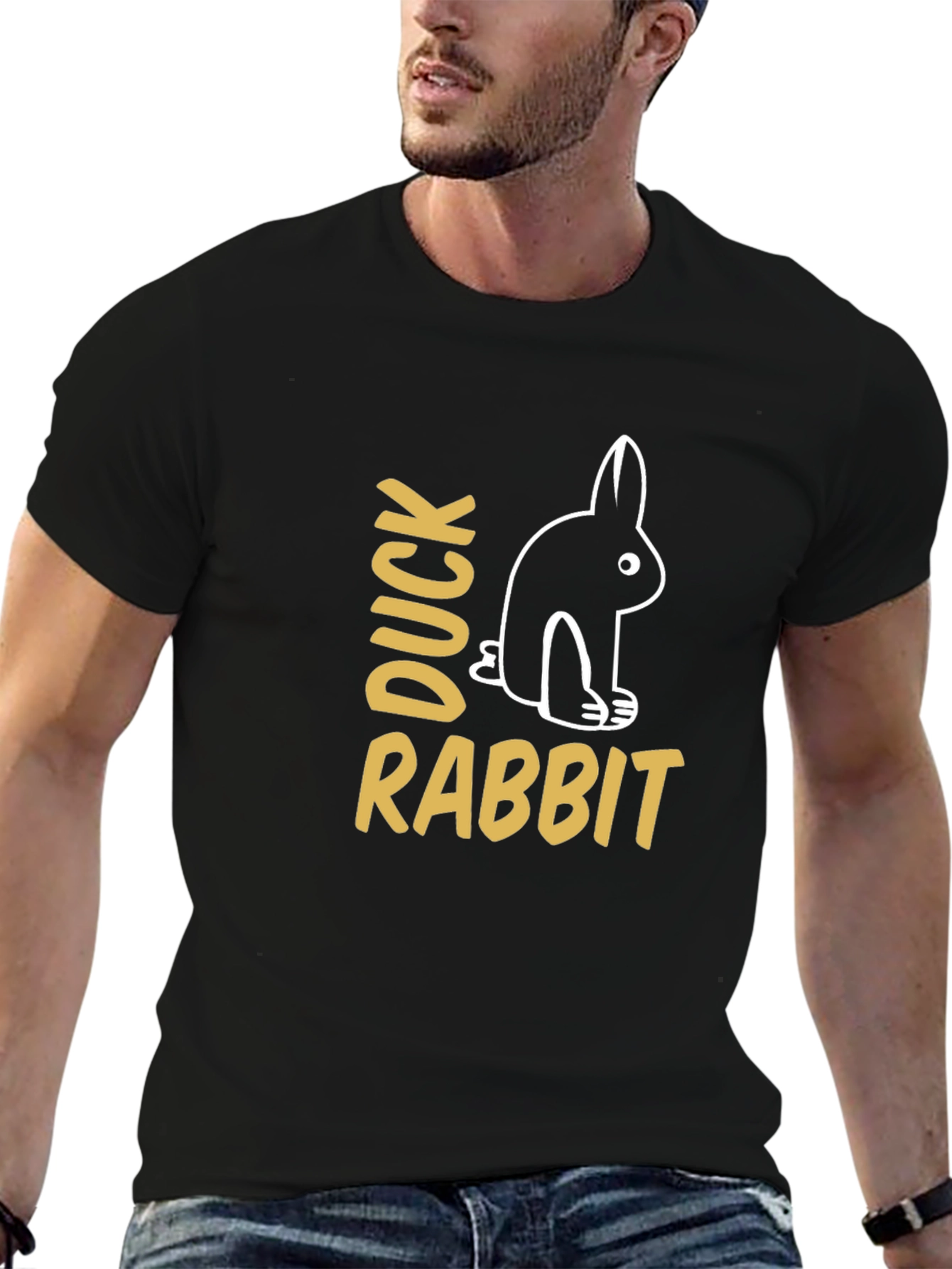 Black Duck Rabbit Optical Illusion Graphic Tee view 6
