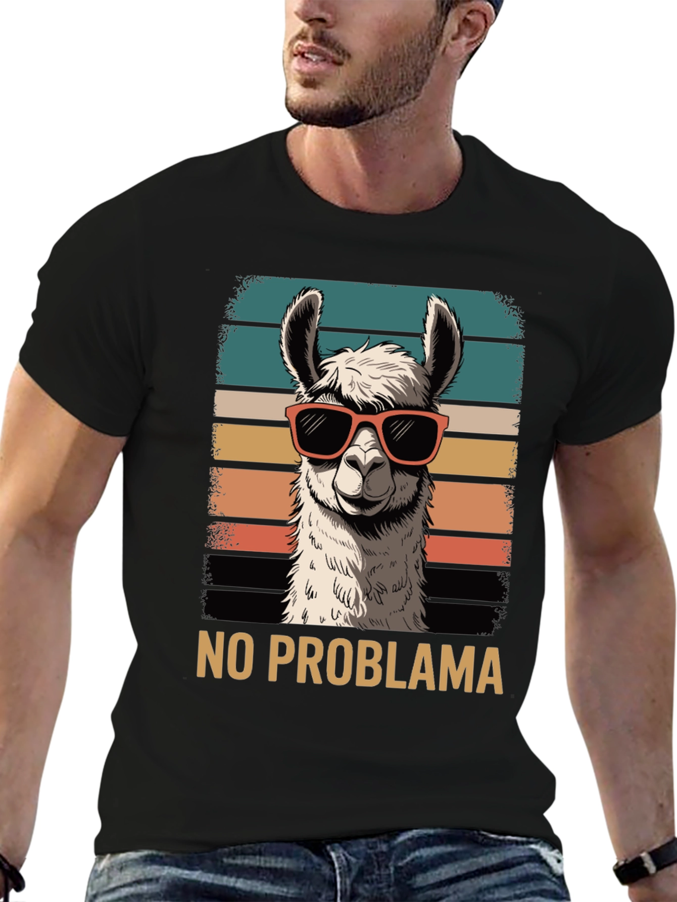 Black No Problama Llama Graphic Tee - Cool & Quirky Style view 6