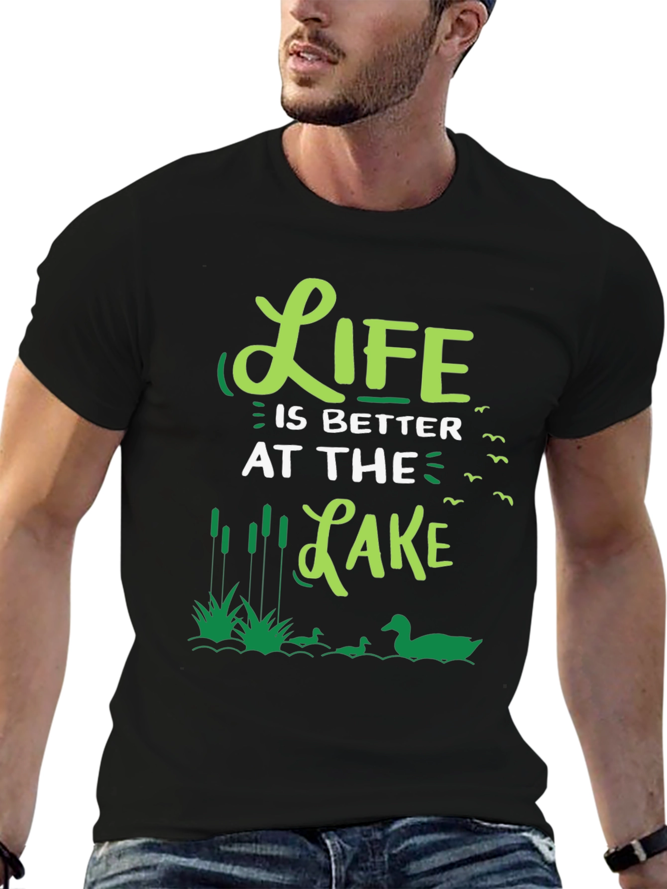 Black Life Is Better At The Lake Graphic Tee view 6